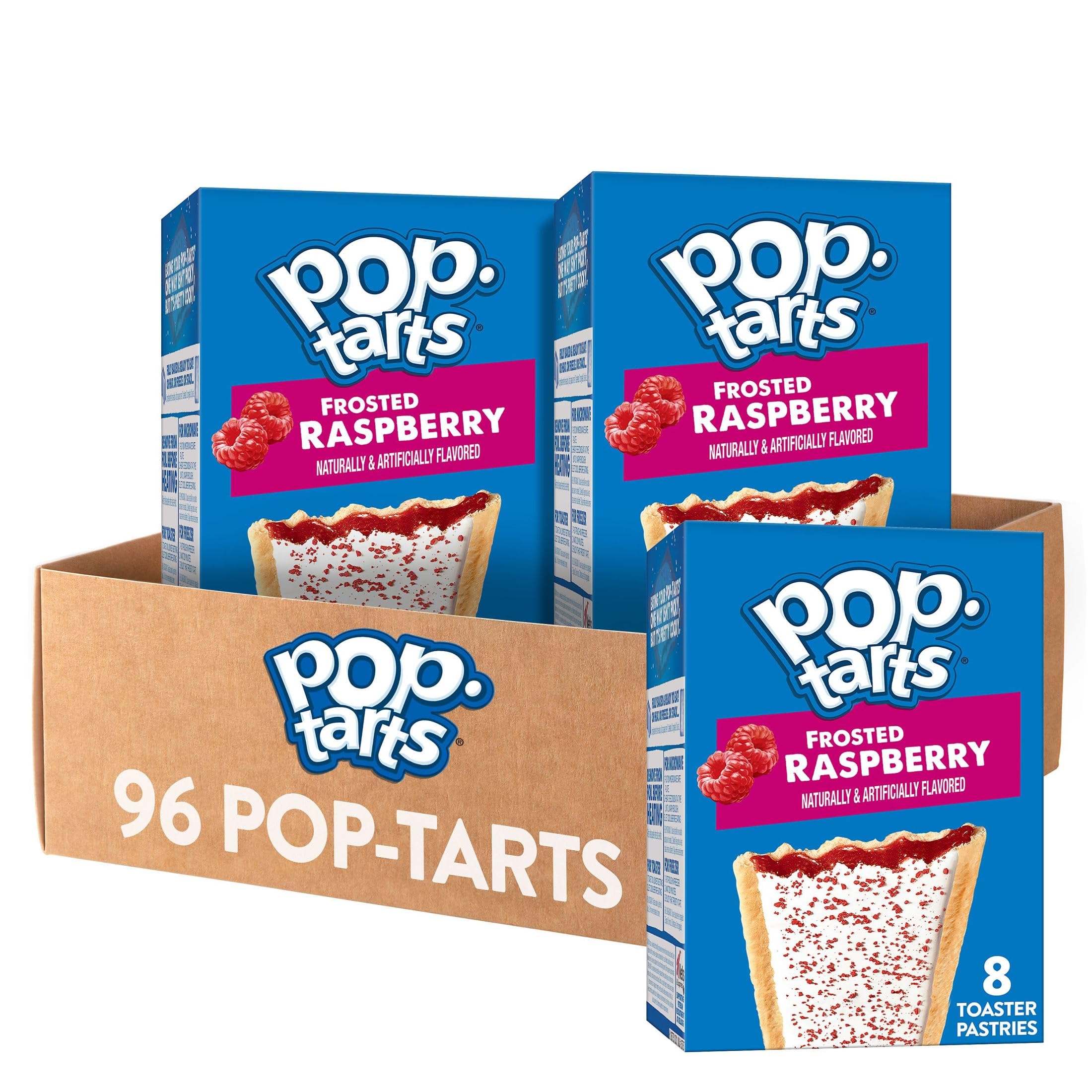 Pop-Tarts, Breakfast Toaster Pastries, Frosted Raspberry, Proudly Baked In the USA, 96Count (Pack Of 12, 13.5 Oz Boxes)