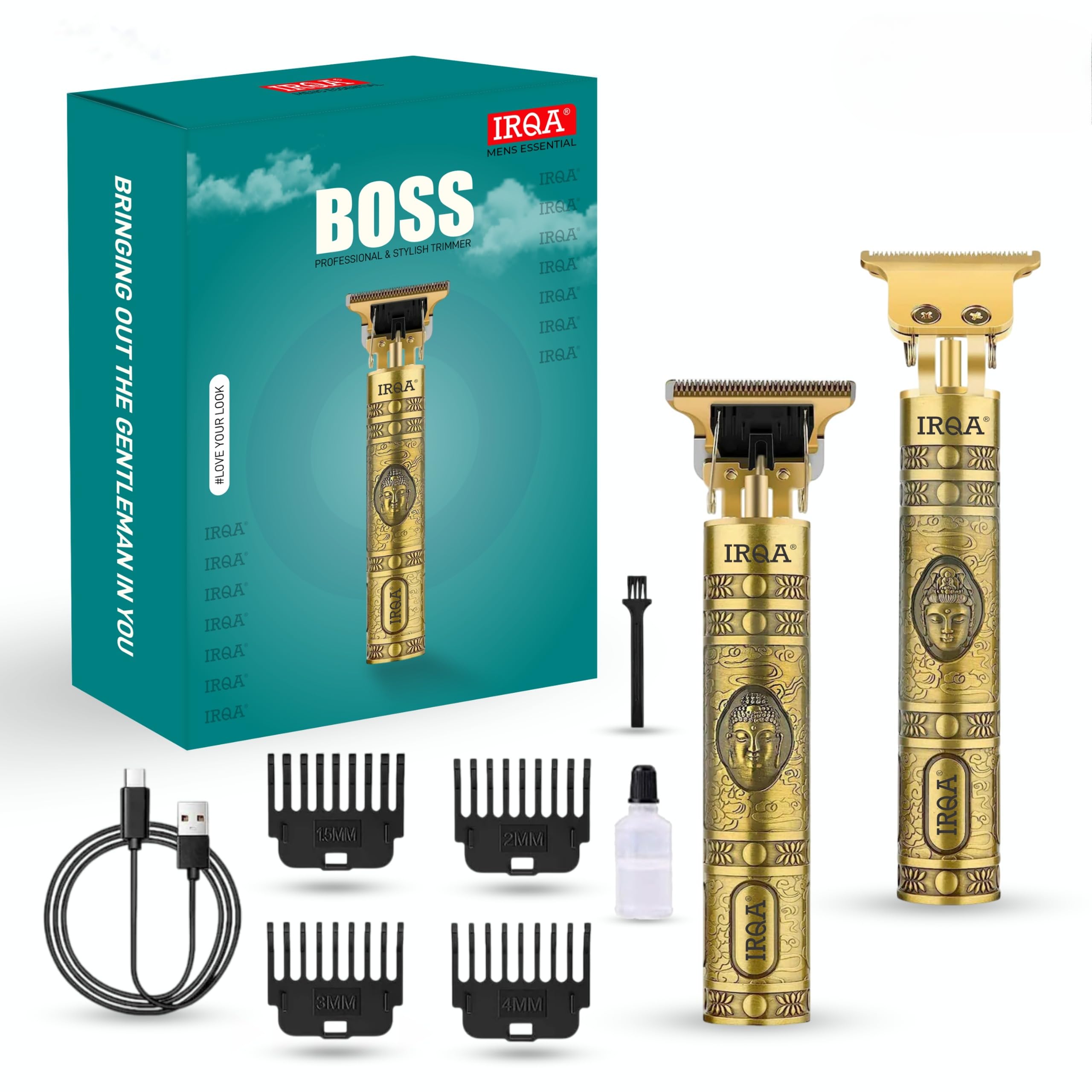 Men Beard Trimmer For Man Cordless Rechargeable USB Charging Trimmer For Beard Shaving, Moustache, Face, Body & Hair Trimmer for Men Gold Buddha Trimmer Shaver Model T78-image-18