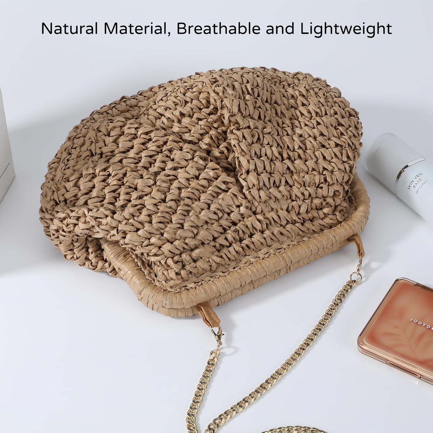 Richeart Straw Clutch Purses for Women - Boho Chic Crossbody Bag - Summer Beach Handwoven Shoulder Purse