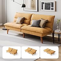 Vista 9 de LINSY HOME Sofá cama tipo futón – Sofá cama de pana convertible con respaldo ajustable, moderno sofá cama pequeño para espacios pequeños, sala