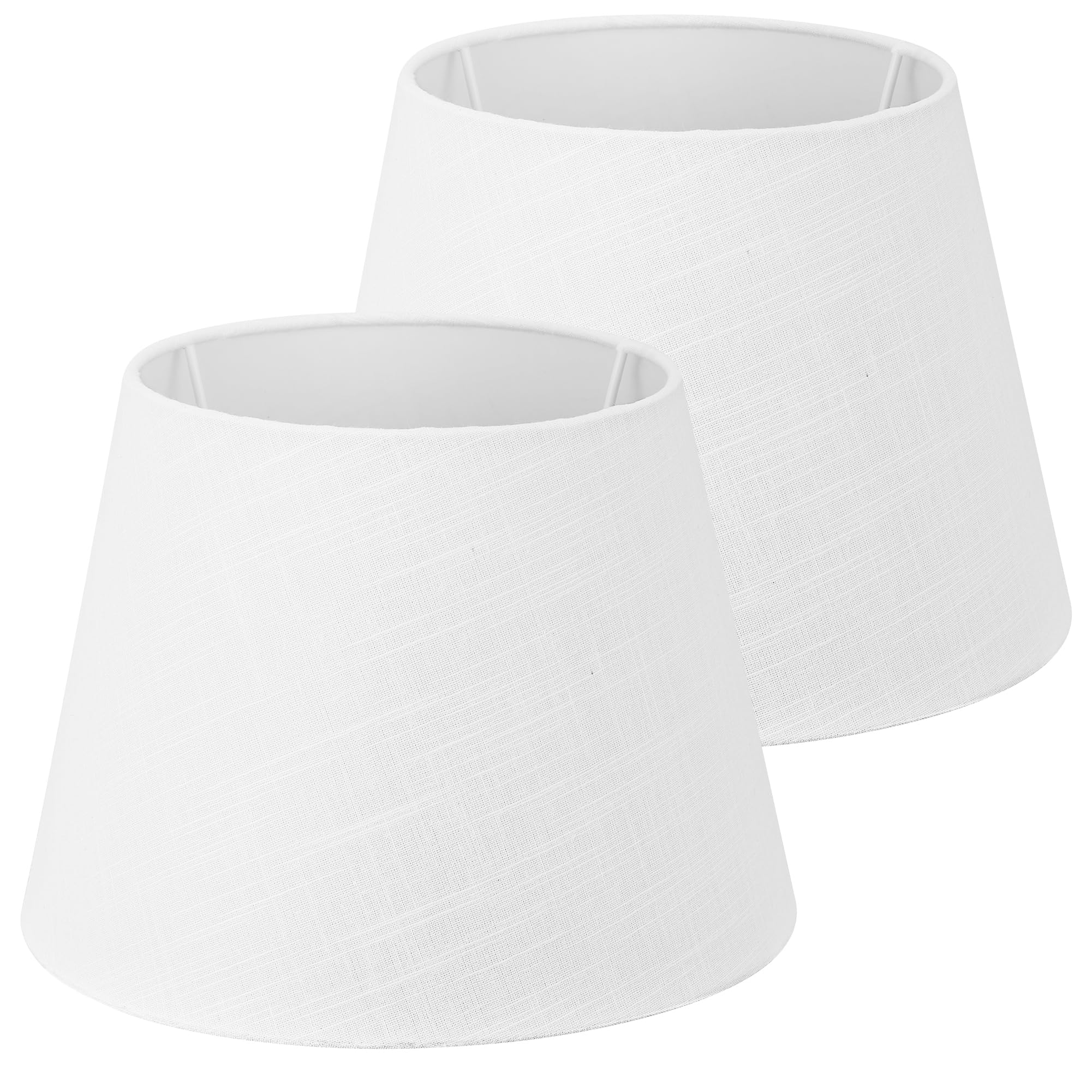 Navaris White Linen Lampshade for Table Lamps, Set of 2 - E27 Compatible Lampshades - White Foil Inlay for a Warm Glow - Lamp Shades Only Ideal for Small Bases - Lamp Shade Kit