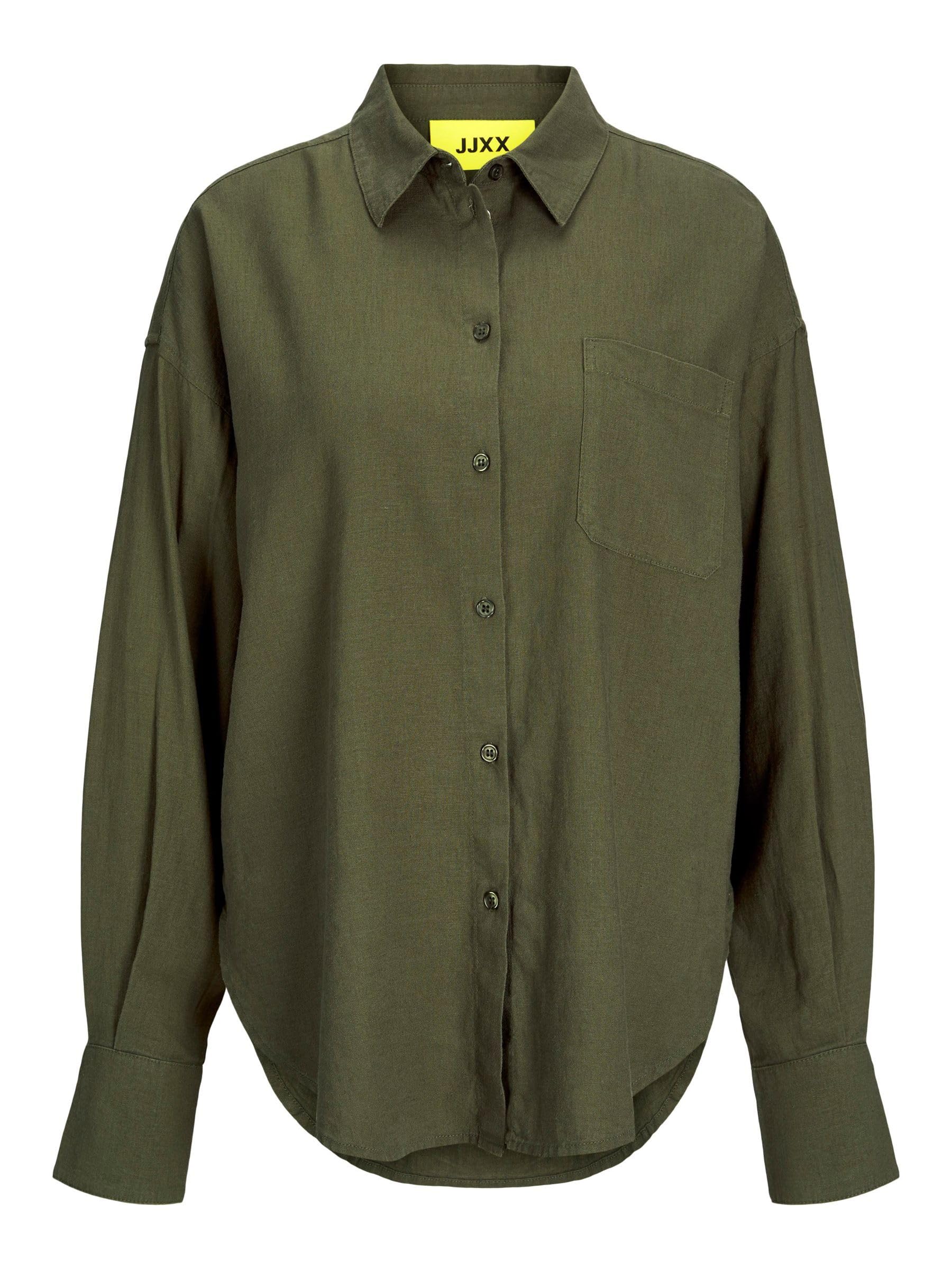 Jjxx Women's Dusty Olive Jxjamie Breeze Summer Ls Shirt Wvn Sn Shirt, M
