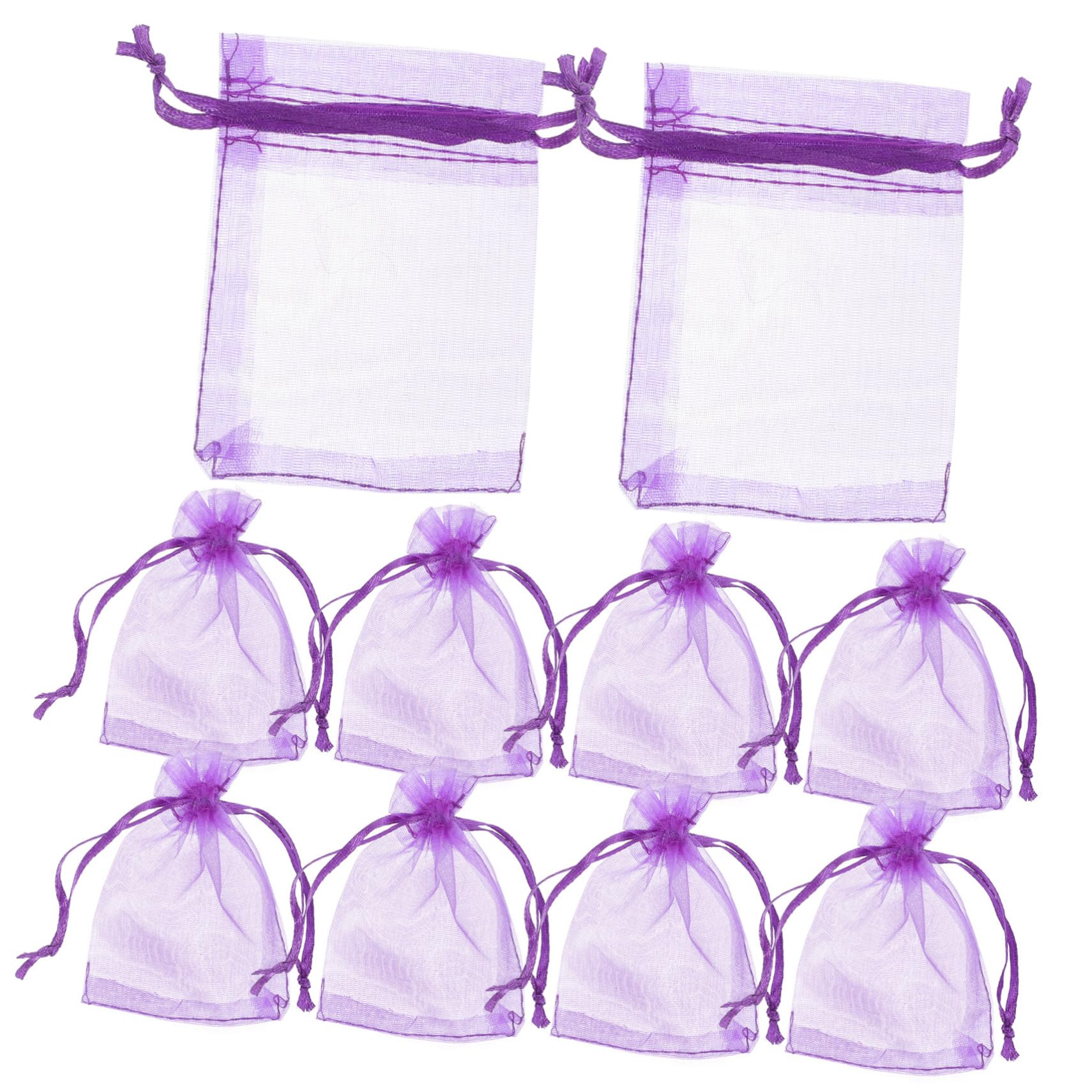 BCOATH 100 Sacchetti Organza Porpora 7x9cm con Coulisse Autosinente per Decorazioni Matrimonio e Sachet Profumati in Casa, Materiale Delicato e Liscio