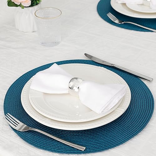 Miniatura 5 de HODJOY Juego de 6 manteles individuales redondos, manteles individuales para mesas de comedor en interiores y exteriores, lavables tejidos