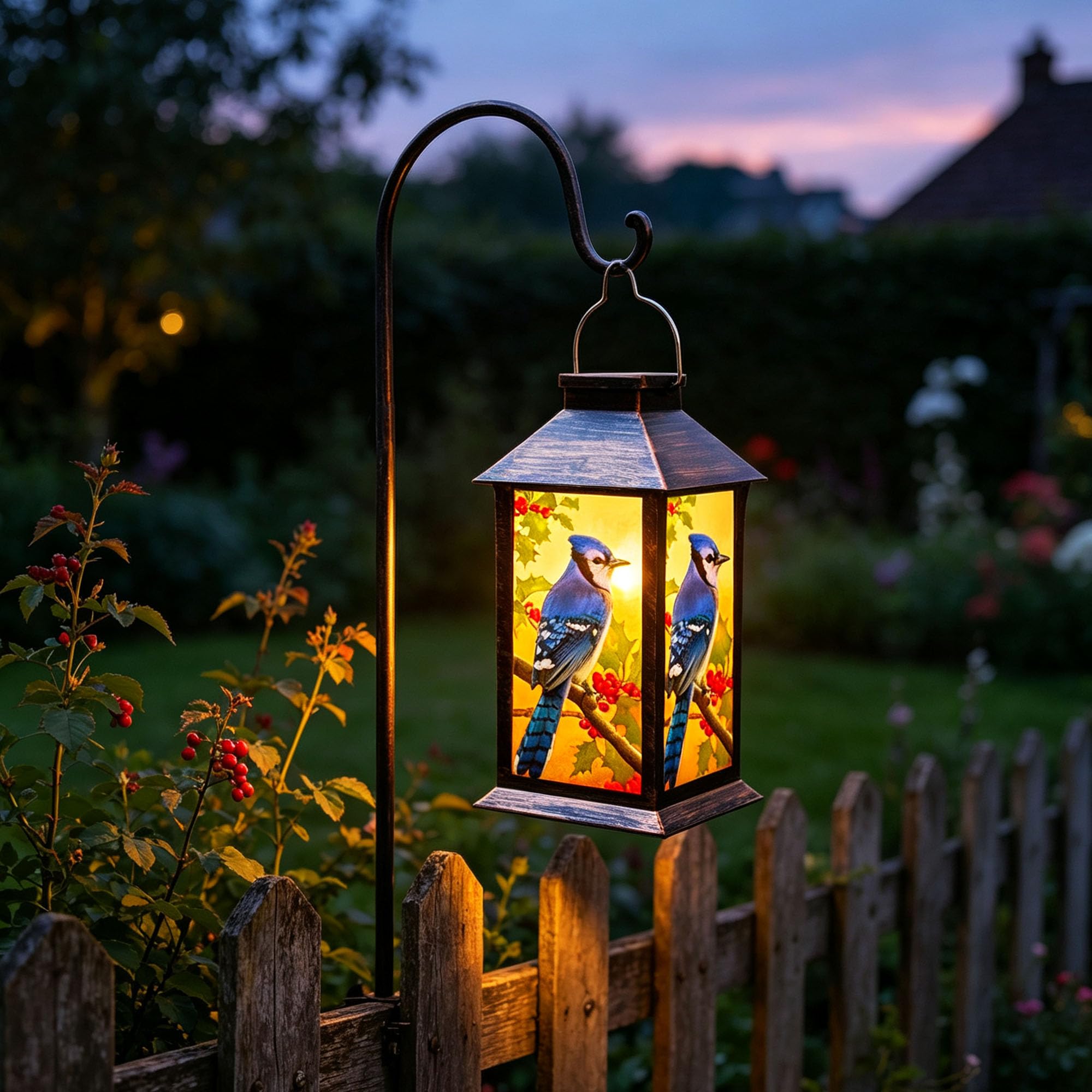 Lanterne solari da appendere per esterni, a forma di gufo, per giardino, patio, portico e tavolo in PVC, impermeabile (1 confezione)