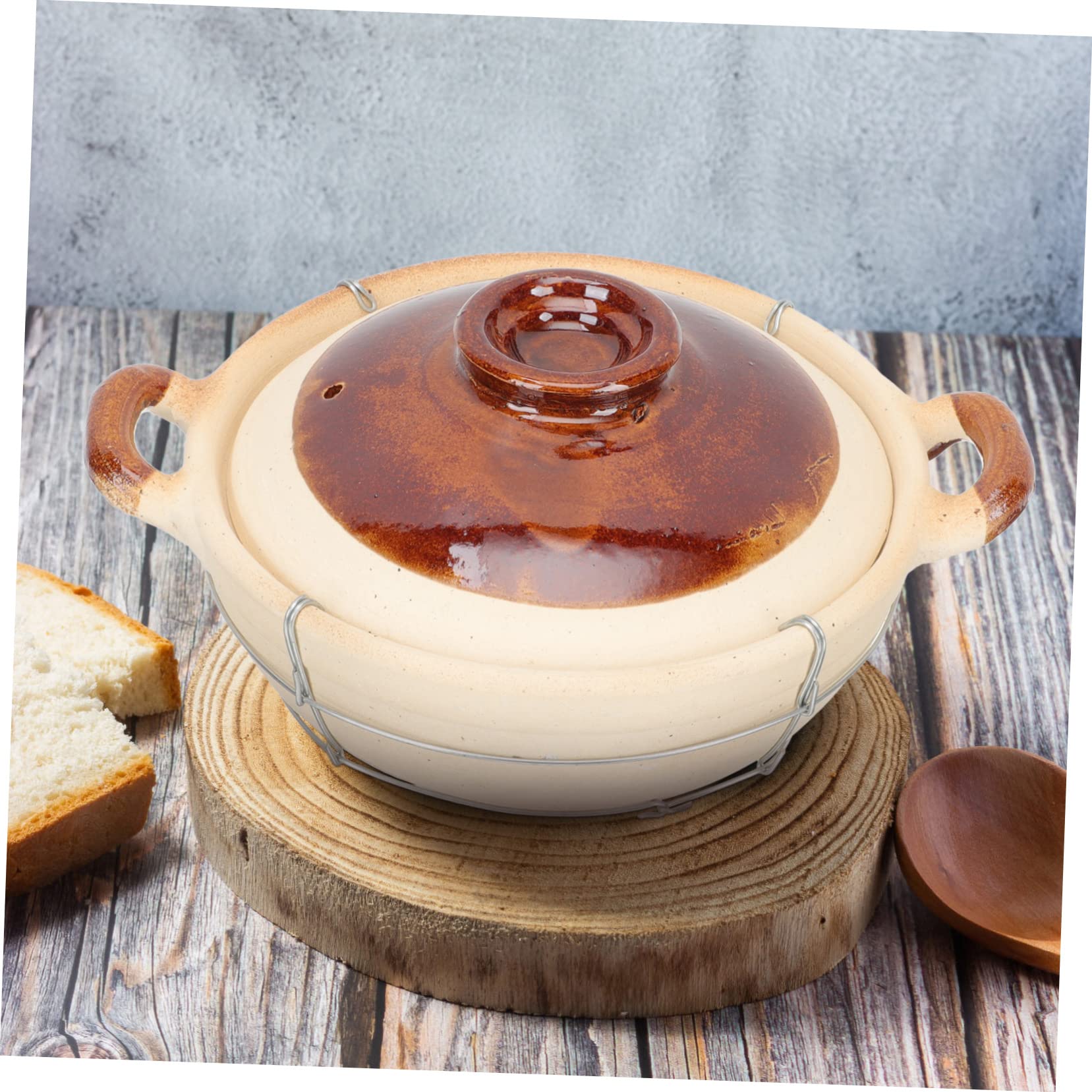 Sosoport Olla Doméstica de Barro Asa Única, Capacidad 0.5l, Transferencia Uniforme de Calor y Superficie Antiadherente para Guisar Comida en Cocina Casera