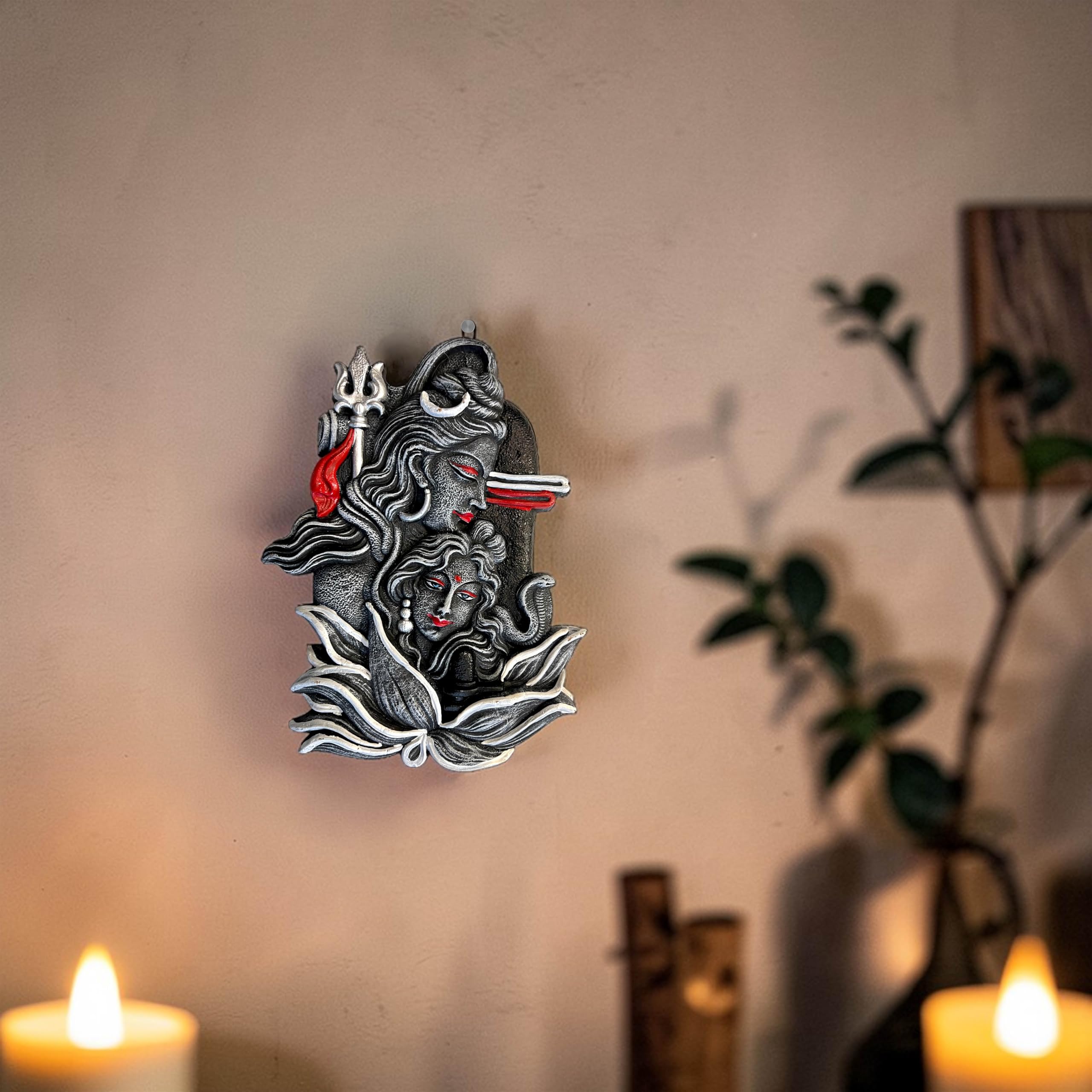 Shiv Parvati Terracotta Wall Hanging - Divine Home Decor -5