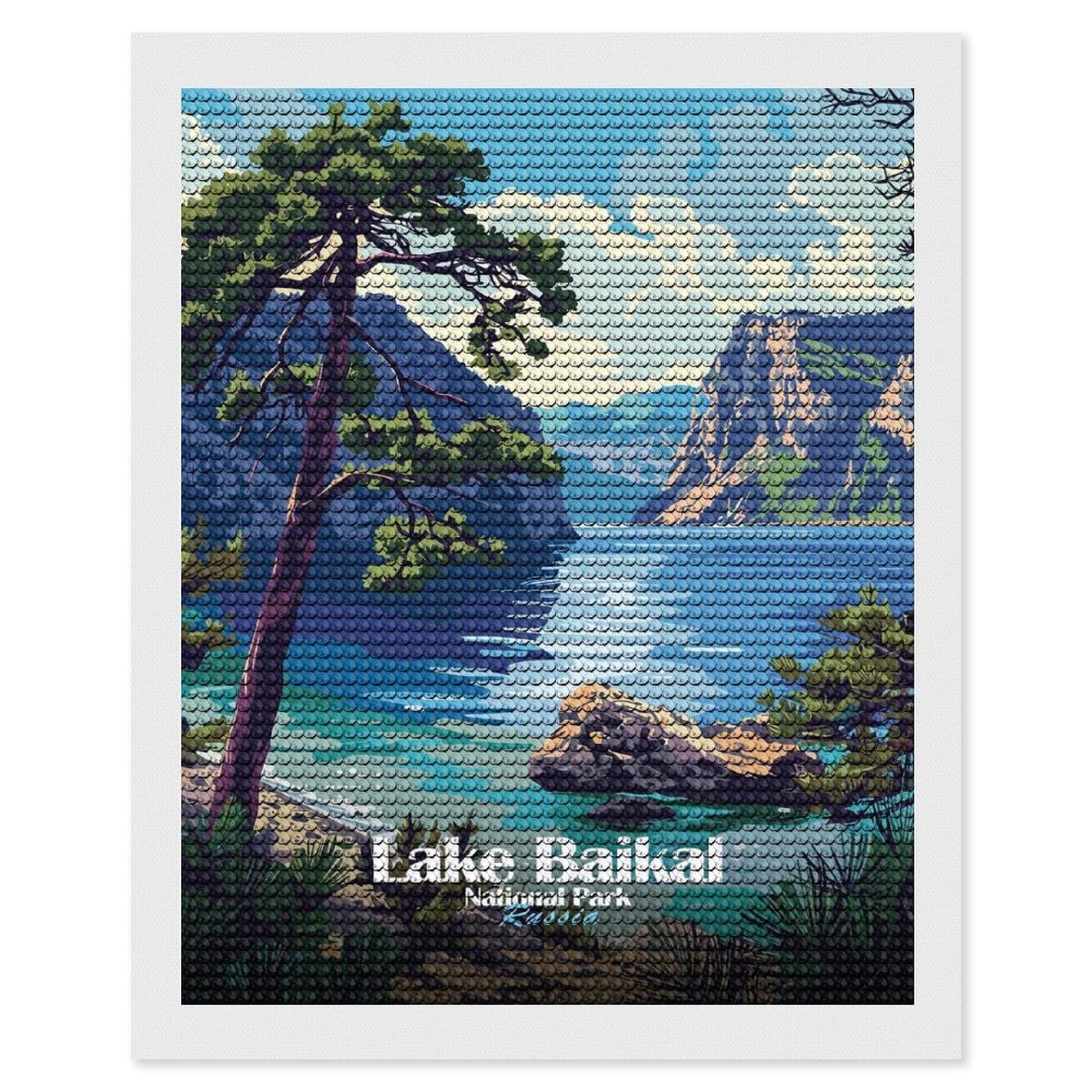 Junmoney Lake Baikal National Park Russia Diamond Painting Kit 16"x20", Easy Handmade Project, Cosy Home Accent, for Craft Lovers, Holiday Gift Idea