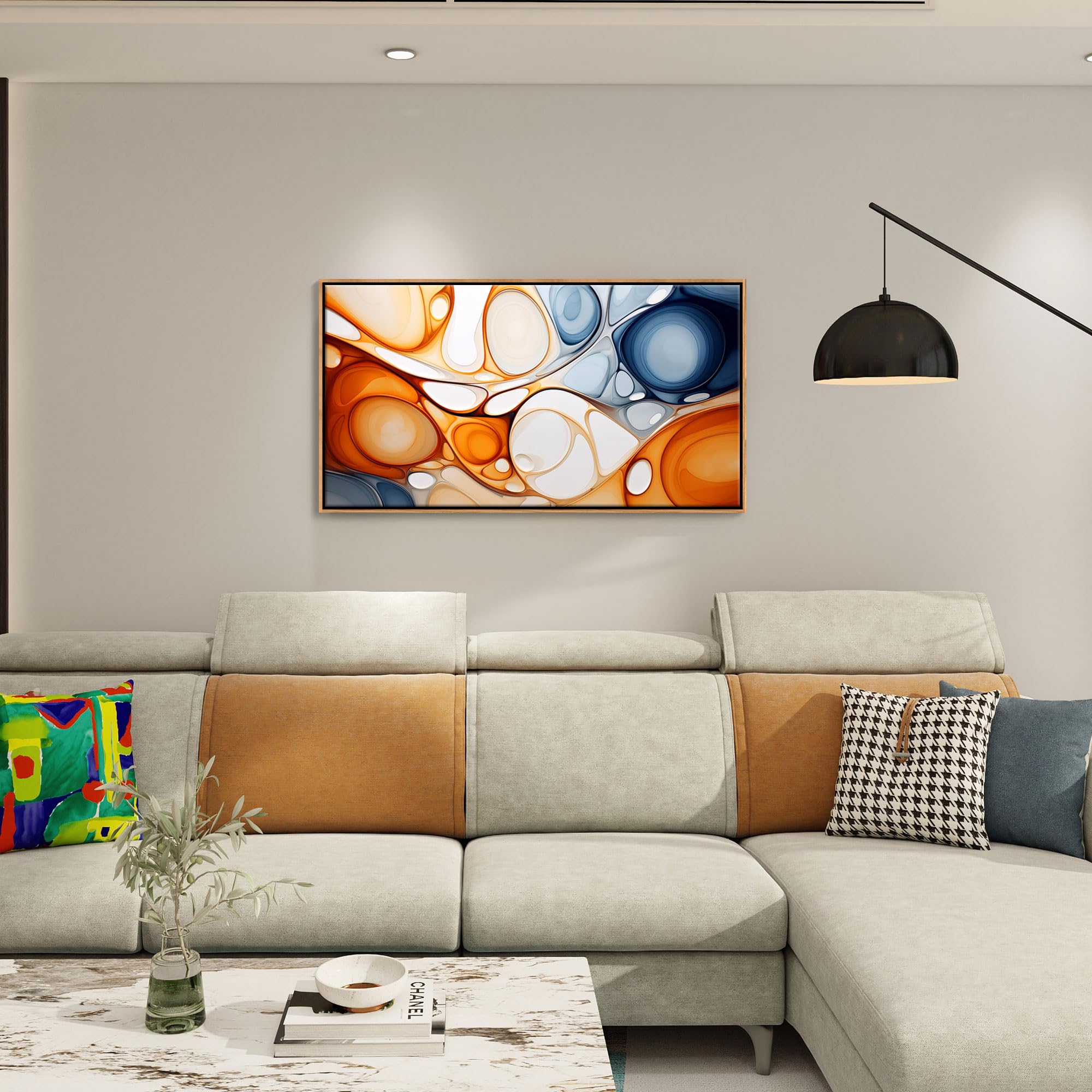 Amazon.com: KLAKLA Orange and Blue Abstract Wall Art - Modern