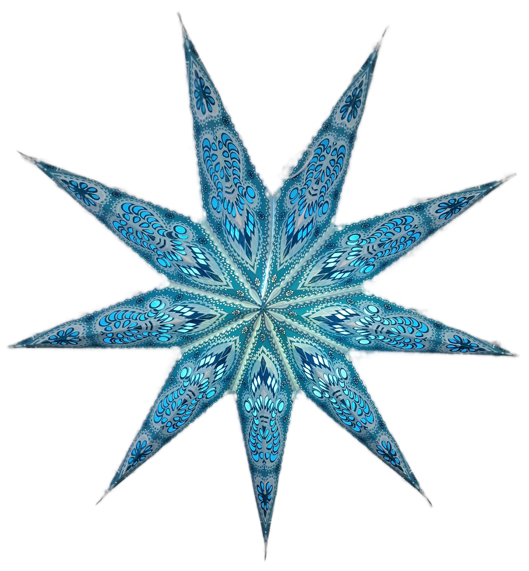YEPSIO Lantern Lampshade Paper Star Light Shades Large 60cm Hanging Decorations for Christmas Wedding Home Decoration Birthday Party Foldable 9 Pointed Star (Glitter Turquoise) โ image 1