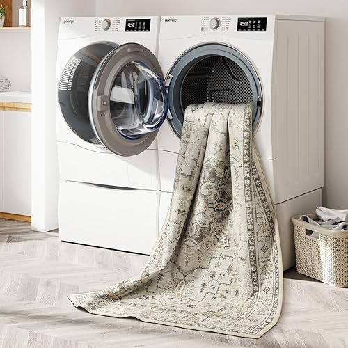 Miniatura 6 de Zesthome Alfombra ultrafina lavable a máquina, resistente a las manchas, antideslizante, persa para sala de estar, estilo bohemio, vintage, floral