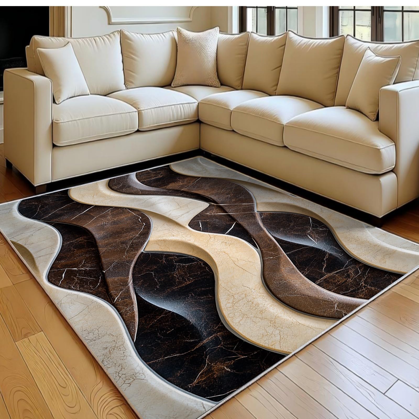 Tapis de salon lavable en machine 140x200 et antidérapant