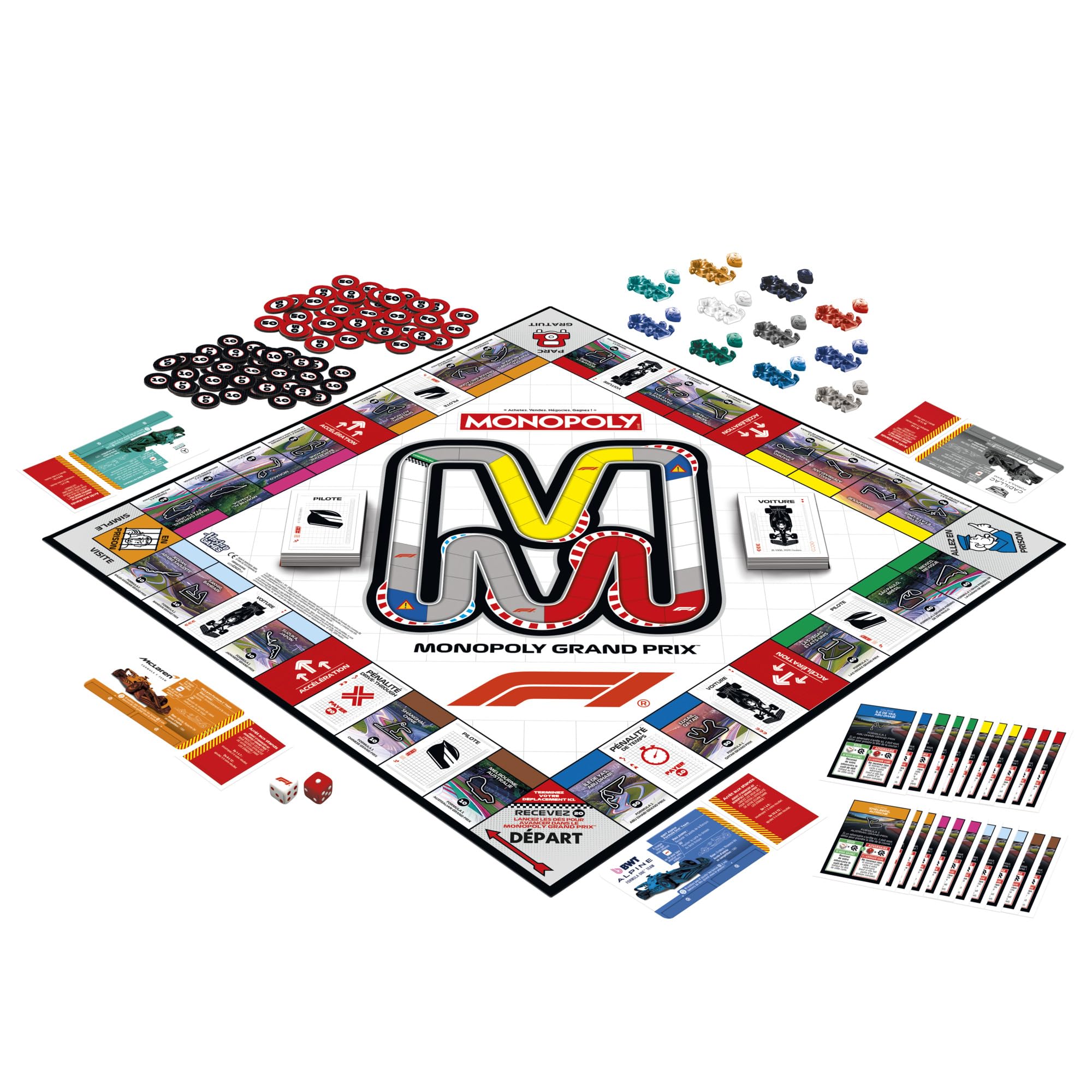 Monopoly F1, gra planszowa | Oficjalnie licencjonowana gra Formula 1 | Gra rodzinna dla dzieci, nastolatków i dorosłych | 2-6 graczy | 45 min. | od 8 lat