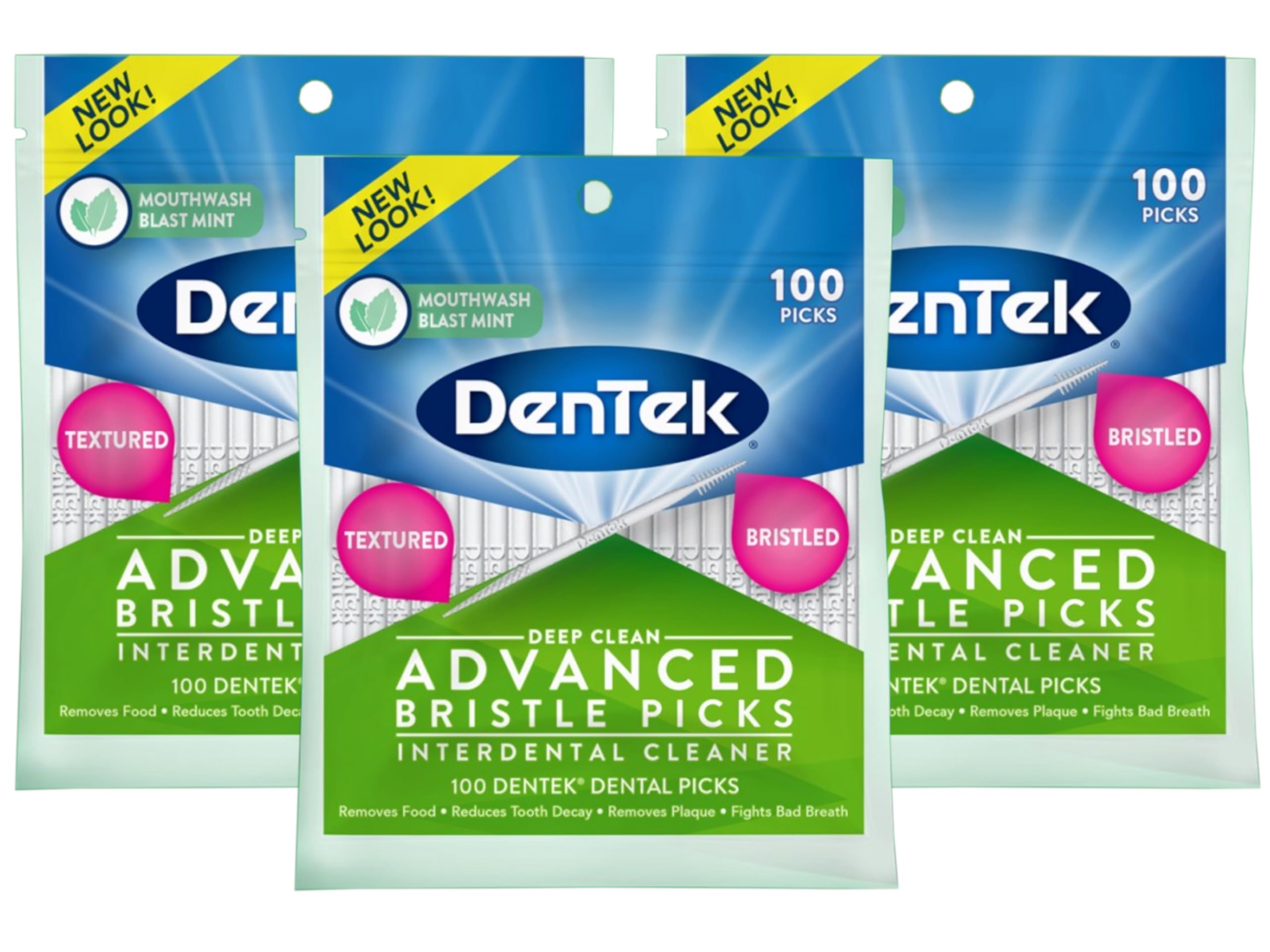 Dentek Deep Clean Bristle Dental Picks Mint 300 Count (Pack Of 3, 100 Ct Each)-picture-10
