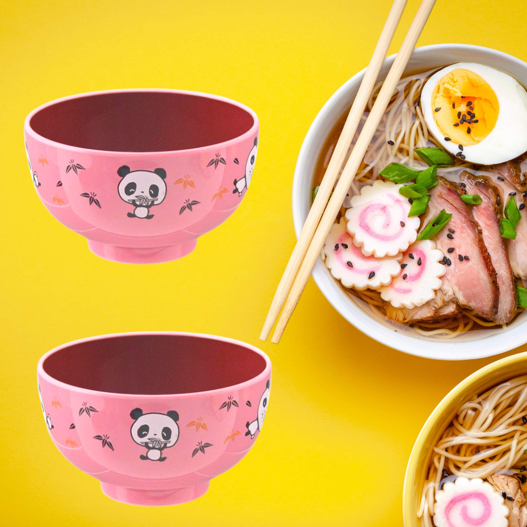 Amazon.com: Needzo Pink Plastic Panda Noodle Bowl Set, Japanese