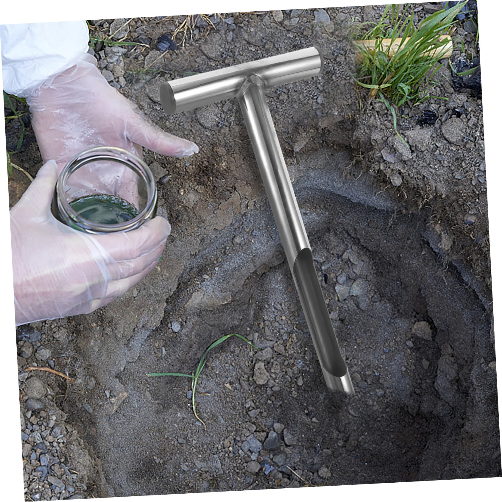 GALPADA Bodenprobennehmer aus Edelstahl mit T-Griff Metallenes Bodenprobenahmewerkzeug für Garten Praktisches und Zeitsparendes Probenahme Satz