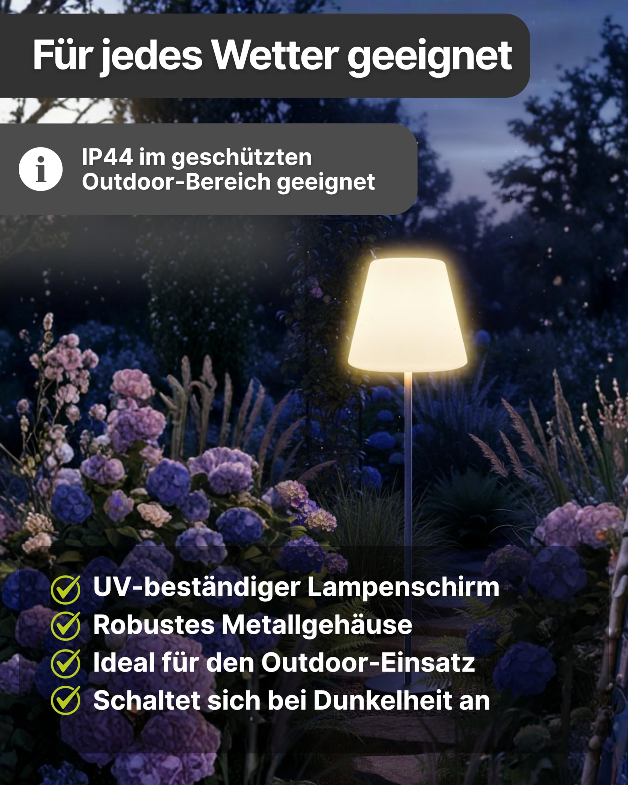 SCHWAIGER Solar Außenlampe LED-Stehleuchte IP44 dimmbar Farbwechsel Fernbedienung 4 Leuchtmodi
