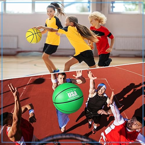 Miniatura 6 de Libima 4 piezas de baloncesto de goma con bomba de inflador, tamaño oficial, juego de baloncesto para interiores y exteriores, entrenamiento de