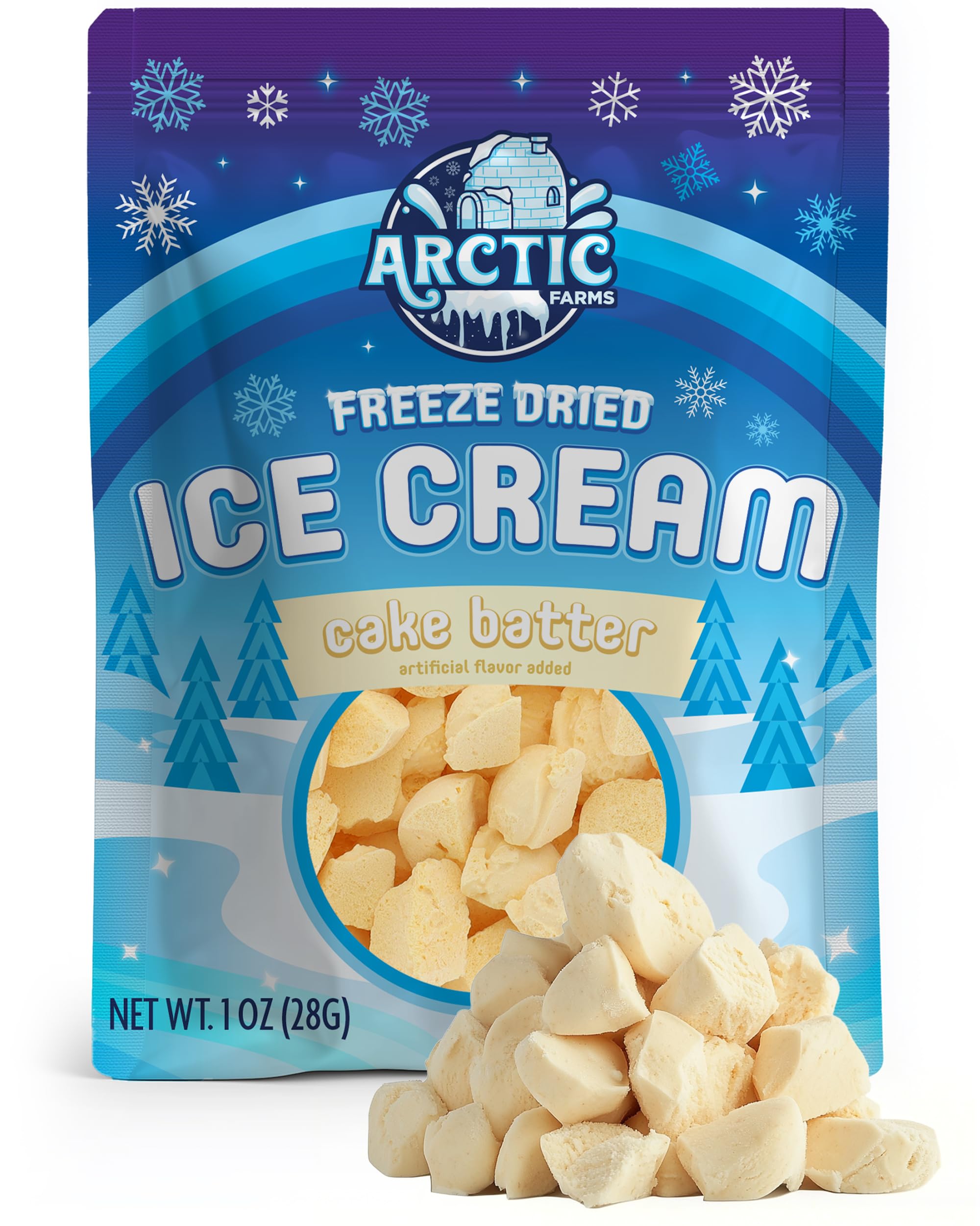 Arctic Farms Freeze Dried Ice Cream that Does Not Melt (1 Ounce, Cake Batter)