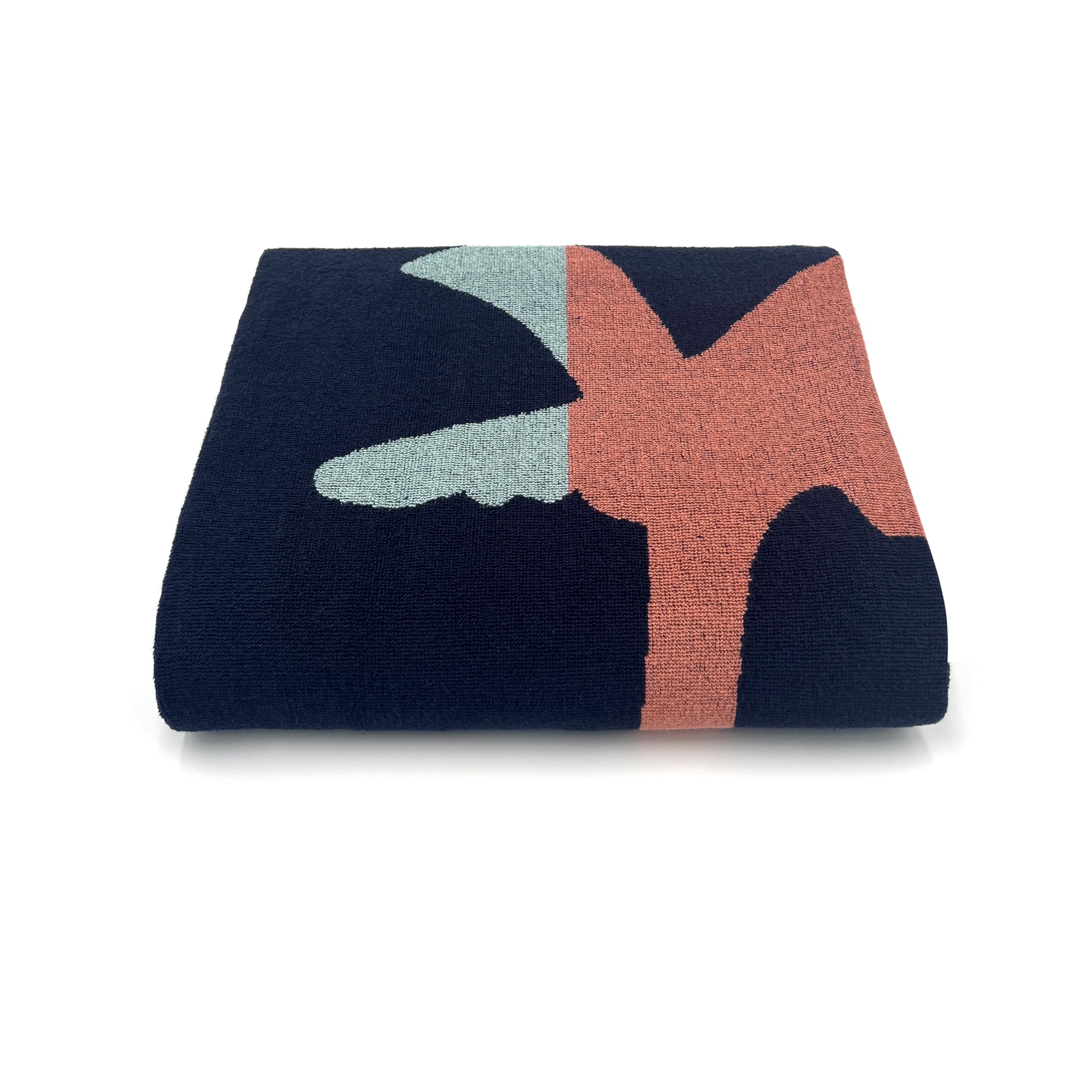 Lincoln & Palm Toalla de playa de rizo de gran tamaño, colores tropicales del atardecer, hilo teñido reversible, 70 x 40, 100% algodón egeo, 440 g/m², fabricada en Turquía, 1 pieza (rayas logo)