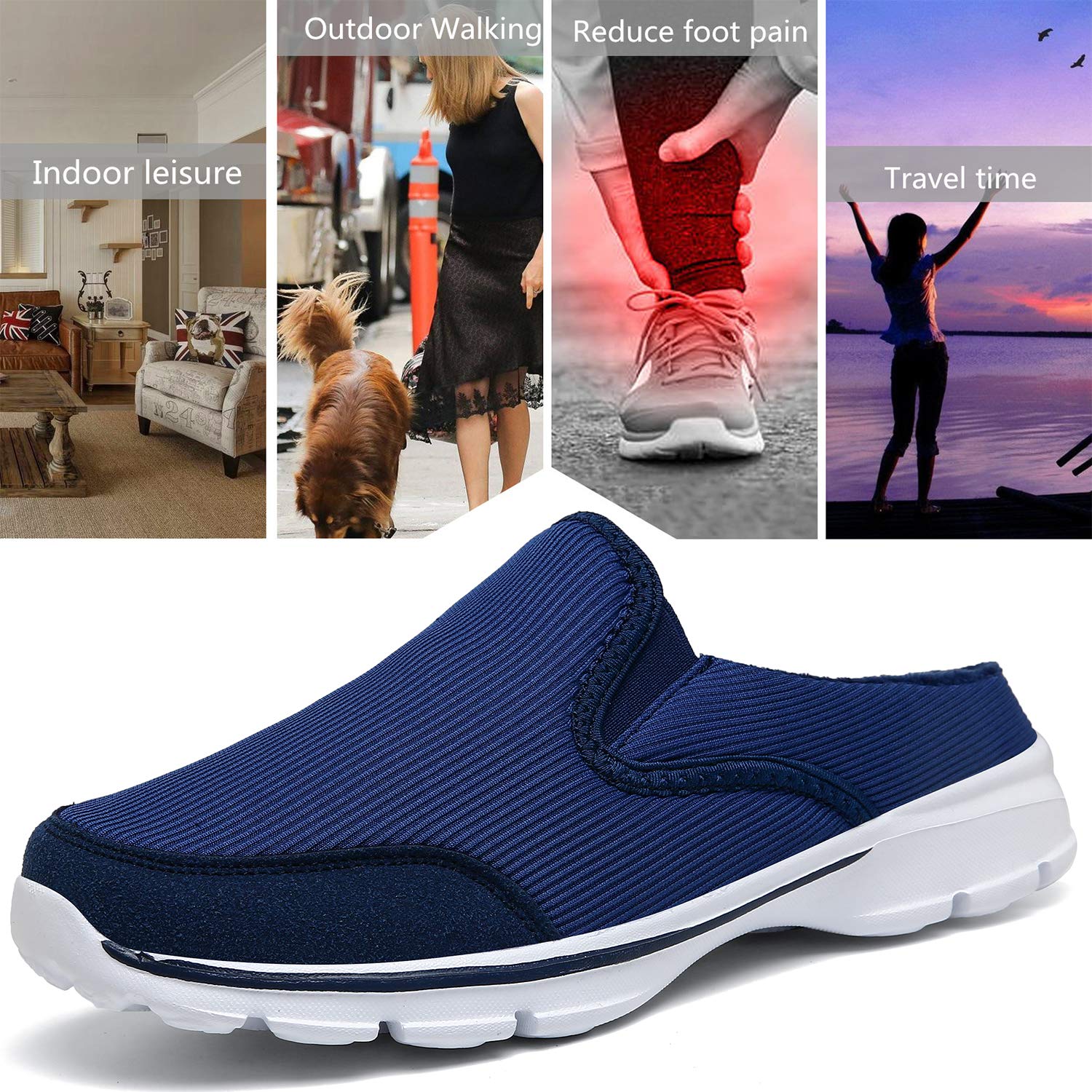 INMINPIN Zoccoli Donna Uomo Cotone Sabot Traspiranti Comode Pantofole da Casa Leggero Antiscivolo Ciabatte all'aperto