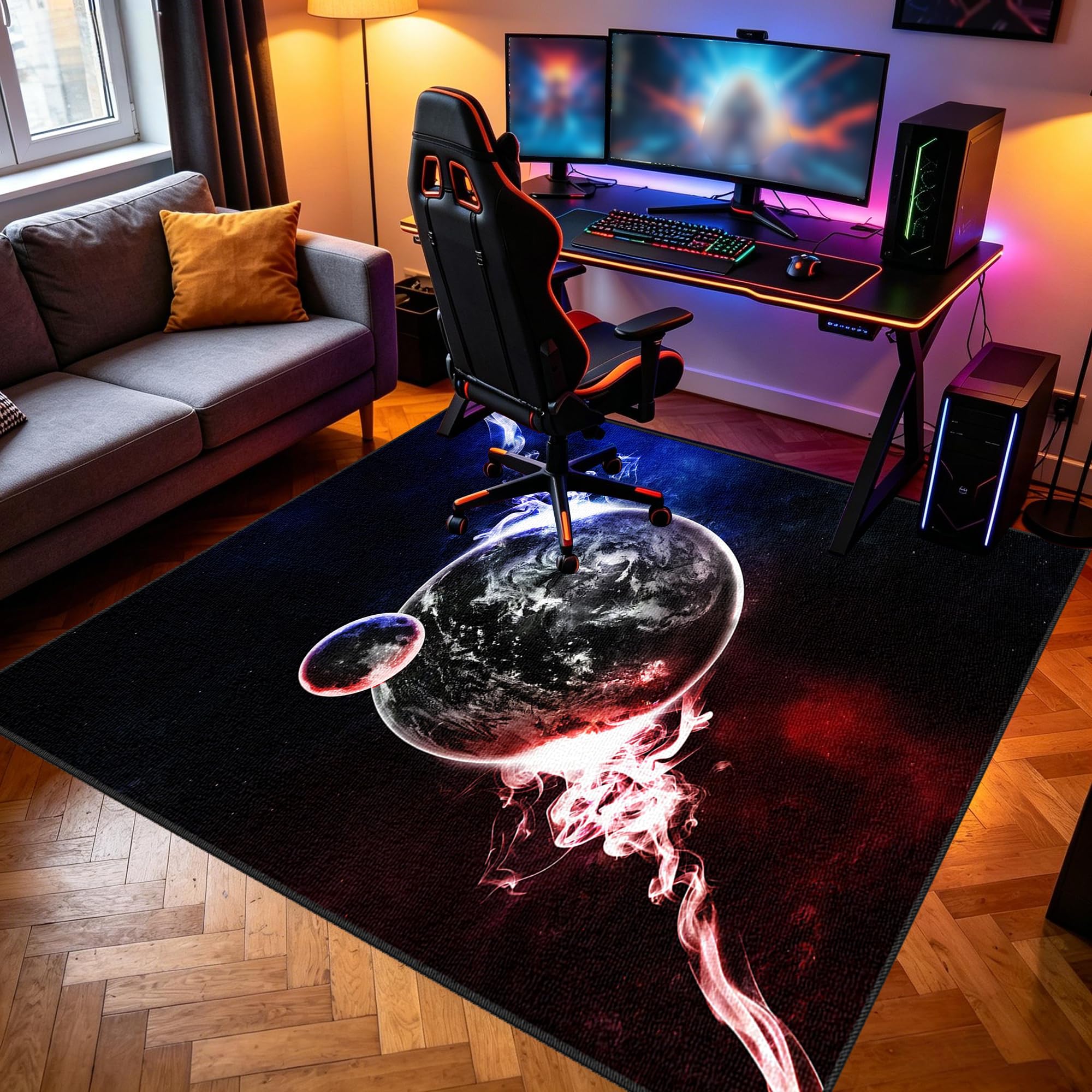 Dywanik dla graczy, antypoślizgowa wycieraczka, 80 x 130 cm, mata ochronna na podłogę, do pokoju gamingowego, do obszaru zabaw, podkładka pod krzesło komputerowe, podkładka pod krzesło