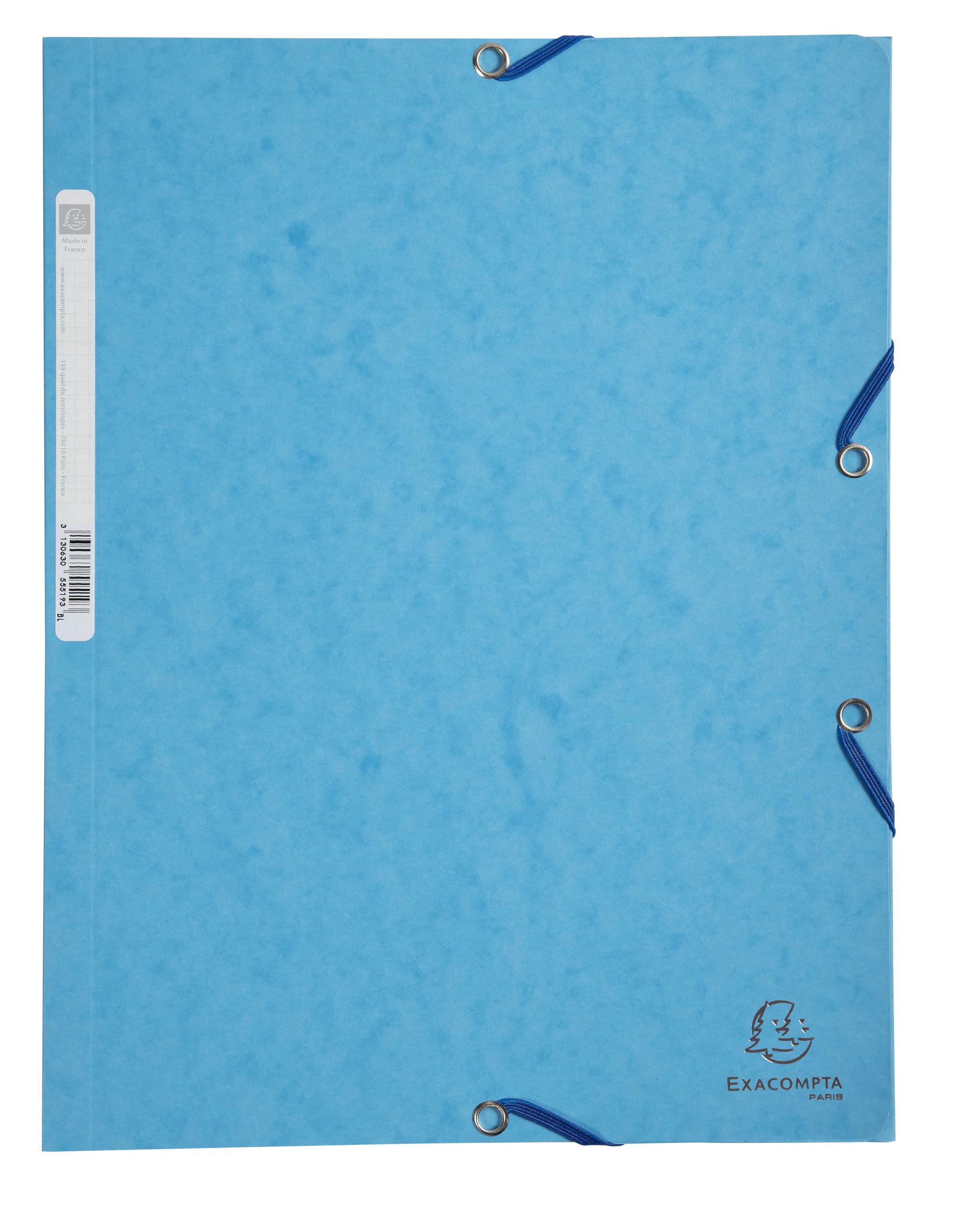 Exacompta - Réf. 55519E - Carton de 25 chemises à élastiques - pochettes 3 rabats - en carte lustrée 400 g/m2 - dimensions 24 x 32 cm pour documents au format A4 - couleur turquoise