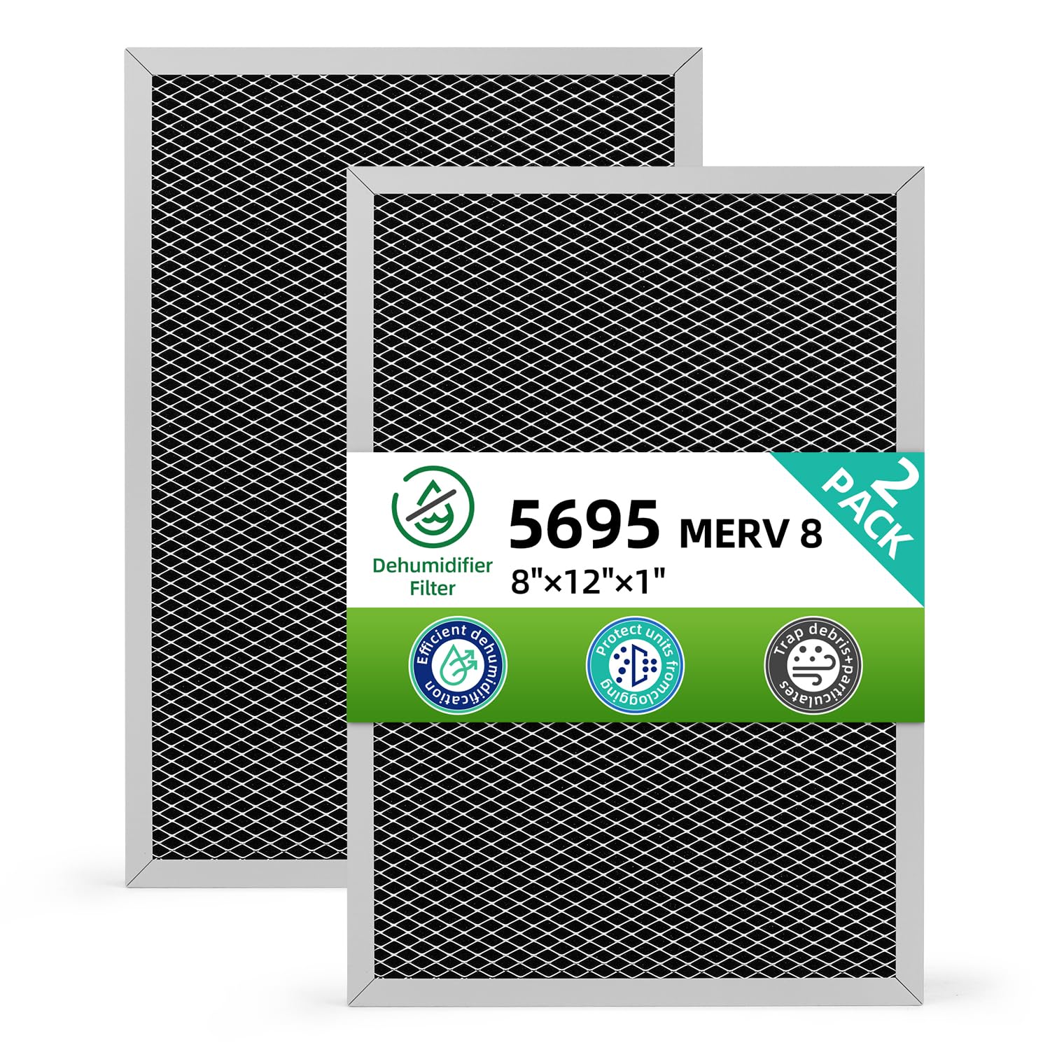 5695 Washable Filter MERV 8 Compatible with AprilAire Whole-House Dehumidifiers, Models 1820 1820Z E070 E070KZ E070KZM E070N E070T E070Z,2 Pack