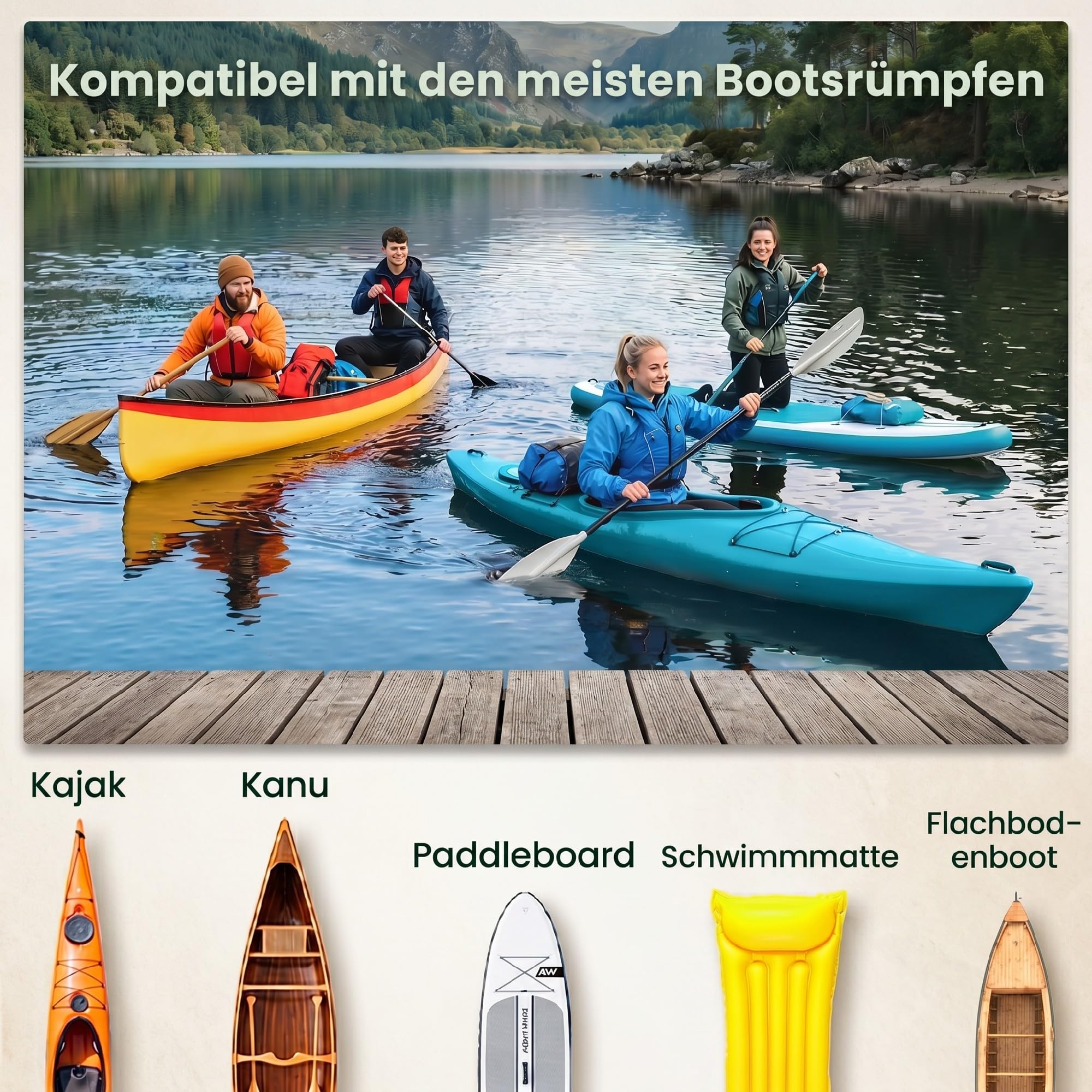 Outsunny Transportwagen Klappbar Alu Kajakwagen bis 70 kg mit Spanngurten und luftlosen Stollenreifen, Bootswagen Surfwagen Kanuwagen Bootstrailer Trolley für Schlauchboot