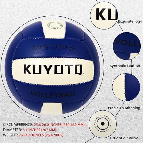 Miniatura 6 de KUYOTQ Balón de voleibol que brilla en la oscuridad, tamaño 5, color azul, luminoso, brillante, para juegos nocturnos, entrenamiento en interiores y