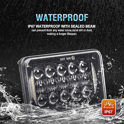 Miniatura 8 de Faros delanteros LED rectangulares de repuesto aprobados por DOT de 60 W, 4x 6 pulgadas, H4651 H4652 H4656 H4666 H6545 con luz blanca que se