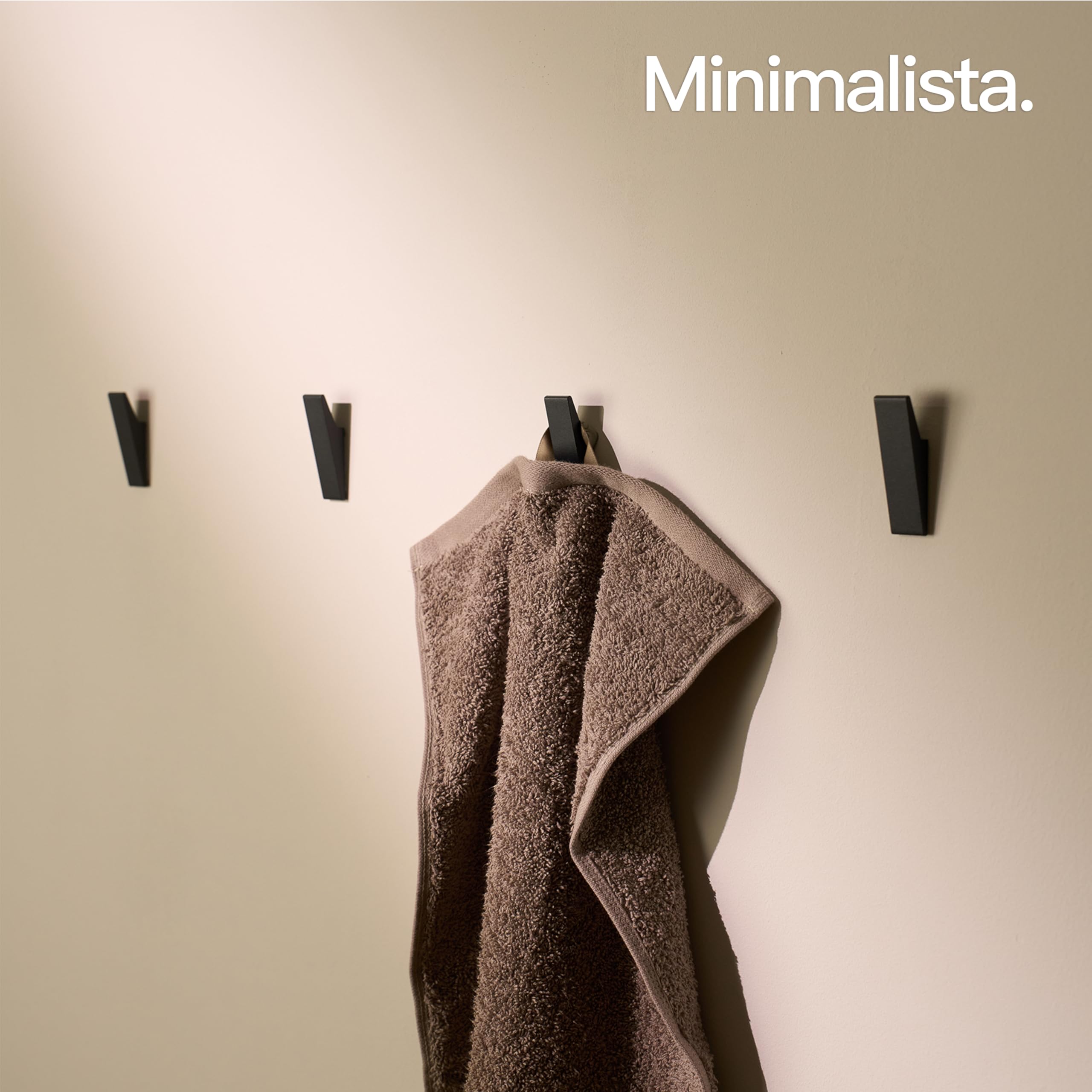 Design Amburgo Ganci adesivi forte | Appendi accappatoio bagno | Porta asciugamani bagno adesivo | Appendini bagno e ganci cucina | Design Moderno | 4 Pezzi | Appendi asciugamani bagno nero