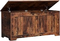 Vista 9 de JungleA Baúl de almacenamiento de 30 pulgadas, banco de almacenamiento de madera, caja organizadora de zapatos, con 2 bisagras de seguridad