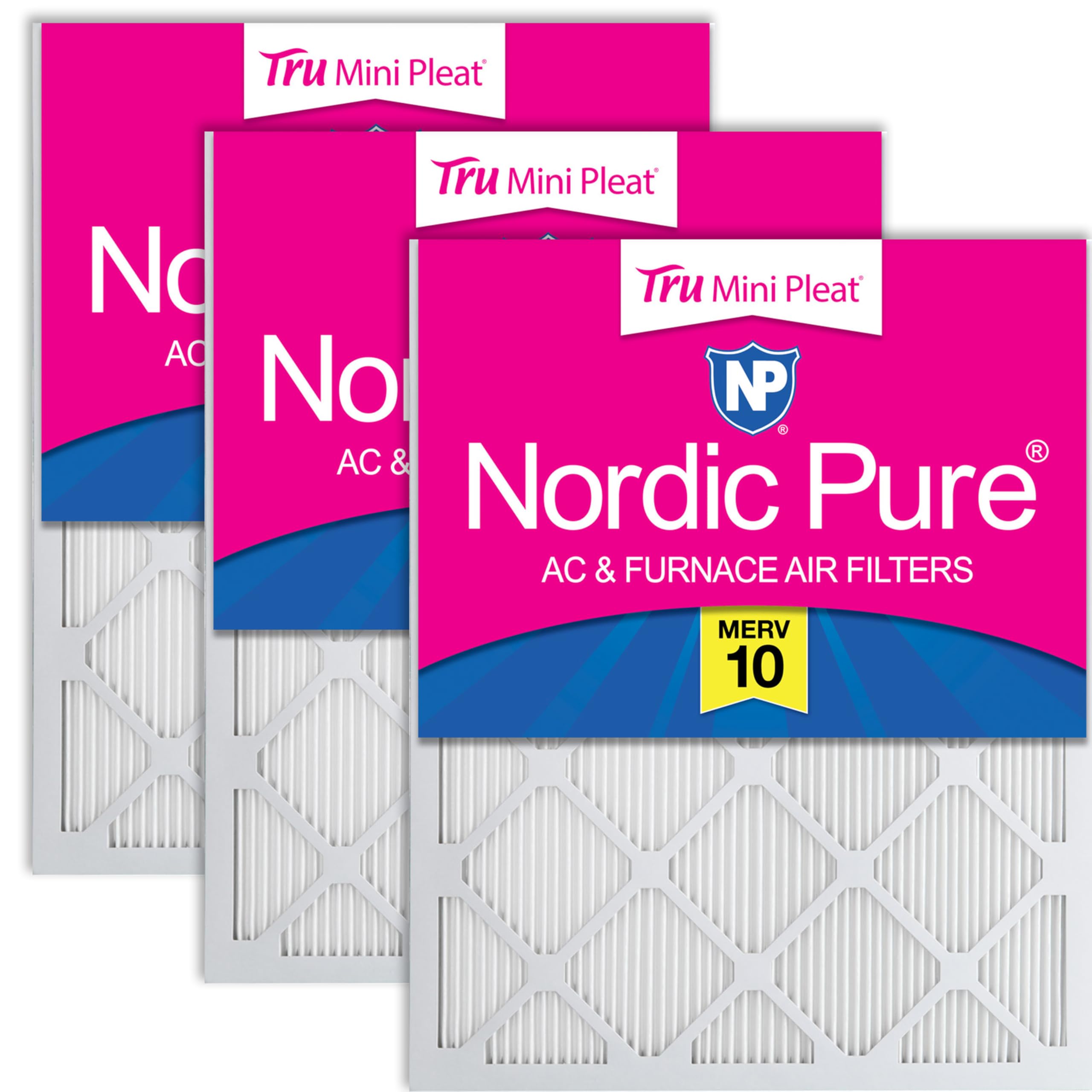 Nordic Pure 14x30x1 Tru Mini Pleat MERV 10 AC Furnace Air Filters 3 Pack