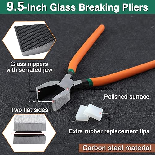 Miniatura 10 de SPEEDWOX Alicates profesionales de 6 pulgadas, alicates Grozer de vidrio, herramienta de rotura de mosaicos para mordisquear vidrio preciso de