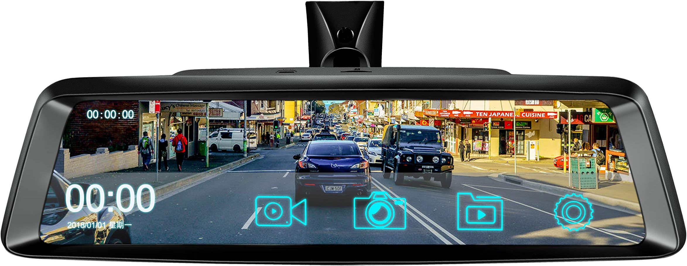 10" Dash Cam Car DVR Stream Media Dual Lens Mirror Full Touch Screen HDR Reversing Backup Camera kit, Front and Rearview Camera Sony Sensor1080P HDR Night Vision Rear Rear View Mirror Video Recorde