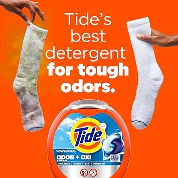 Tide Odor Defense + Oxi Laundry Detergent Pacs, Original Scent, 32 Count, Advanced Odor + Stain Fighter