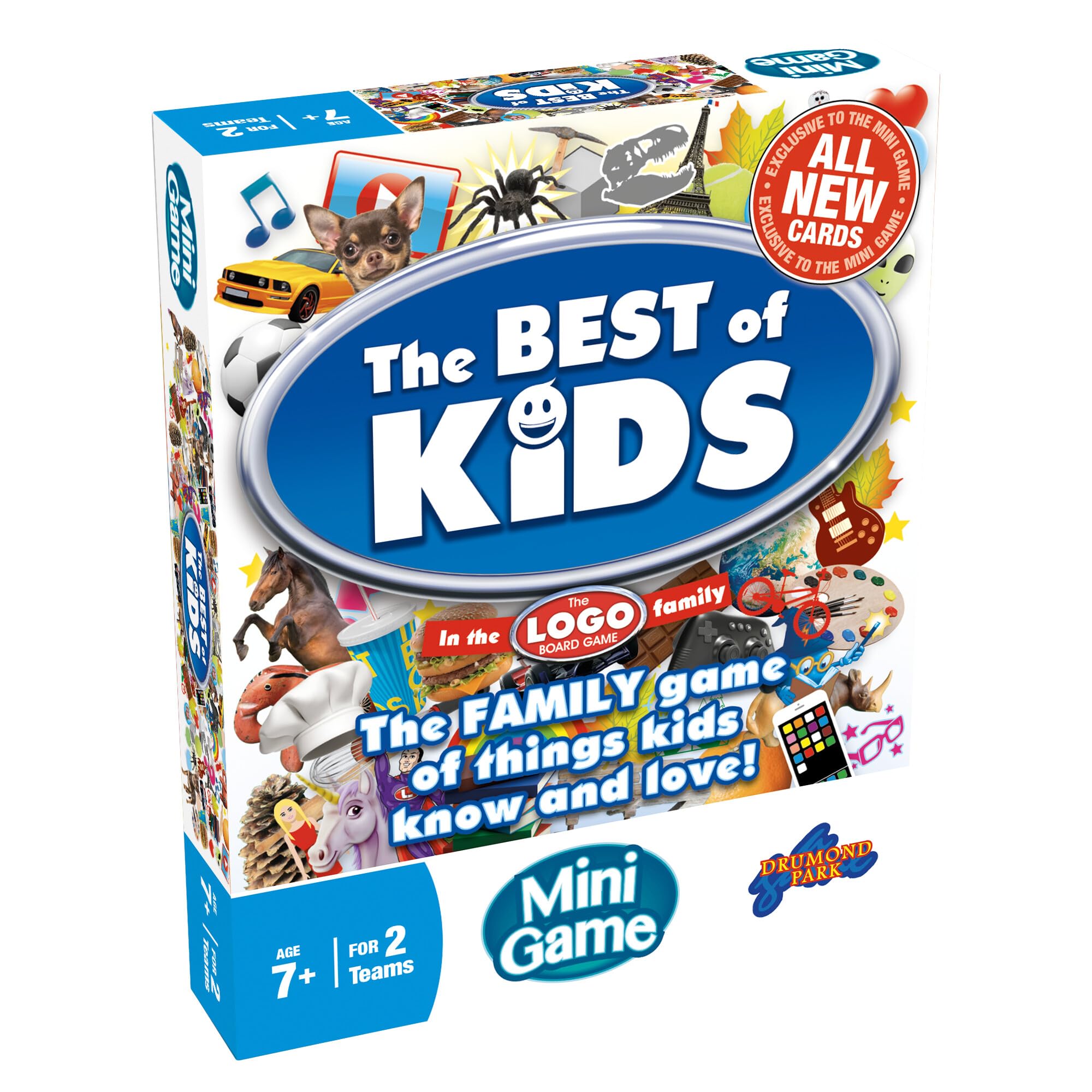 Drumond Park LOGO Best of Kids Mini Board Game - Trivia Game with Kid Friendly Quiz Cards - Fun Family Games for Children and Parents - Kids Party Games to Play in 2 Teams - for Ages 7+