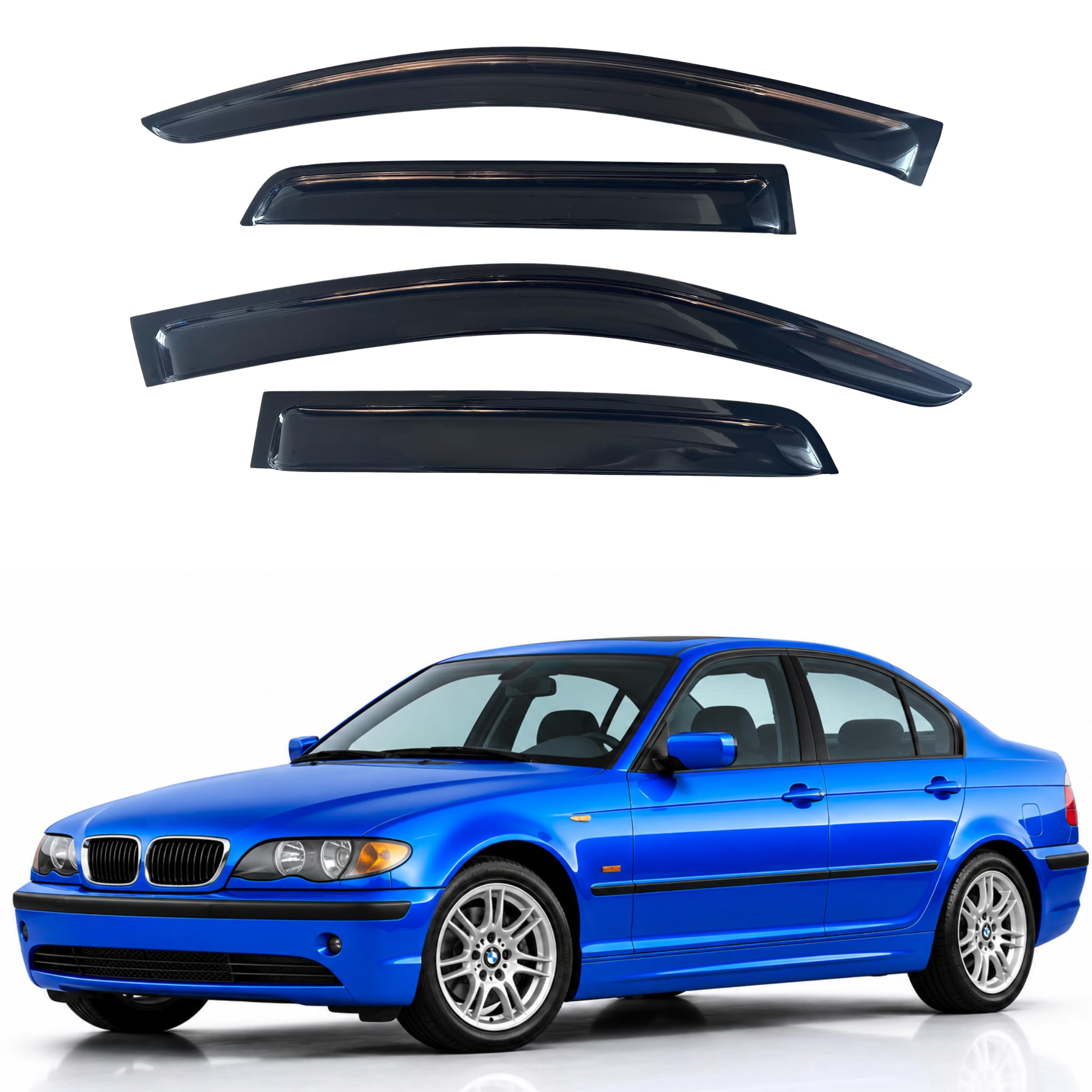 IG Window Visors Fit for 2005-2011 BMW 3 Series Sedan, Out-Channel Rain Guards Vent Wind Deflectors 4PC, Car Accessories for 05-11 BMW 323 325 328 330 335 M3
