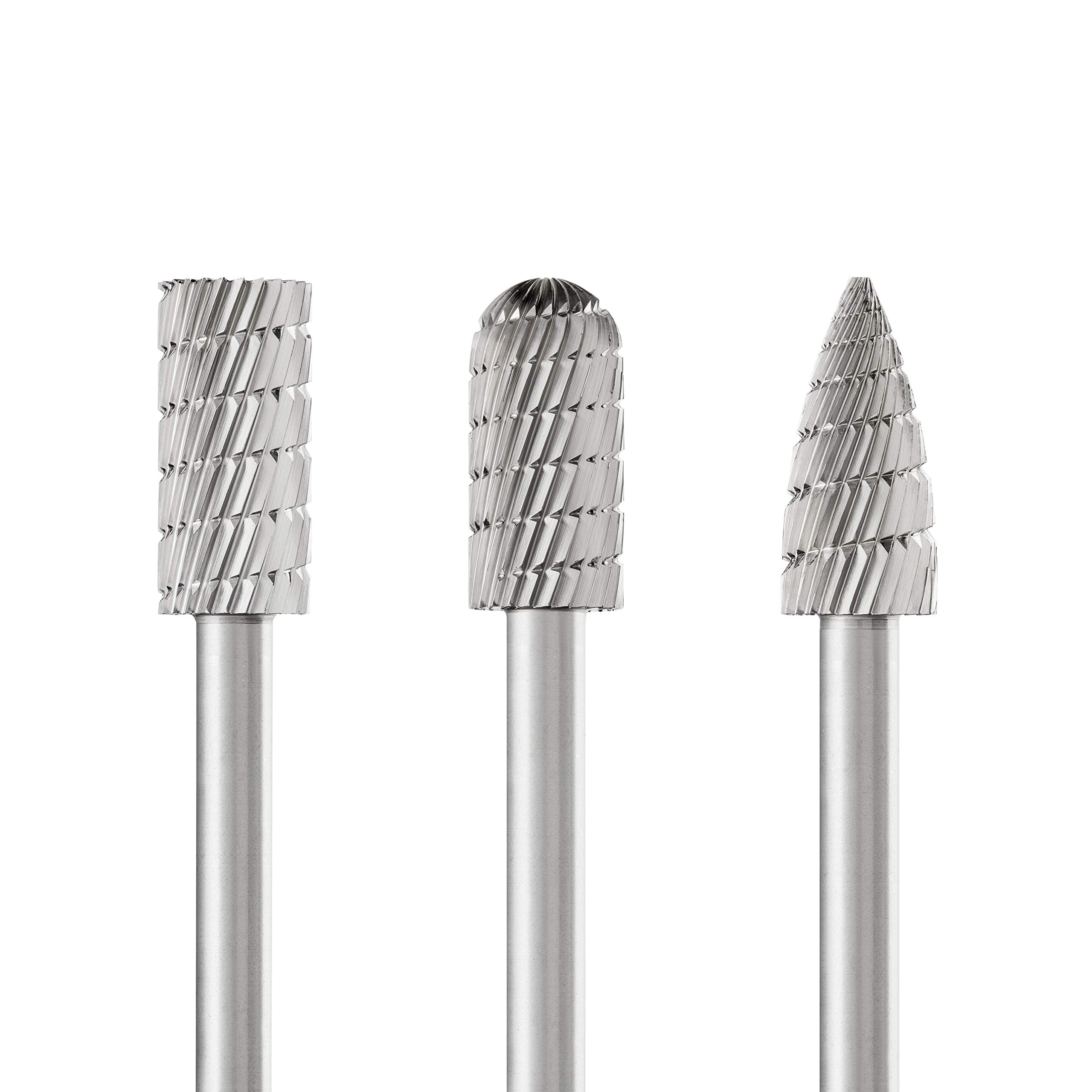 PFERD Set di 3 punte per fresa HSS, dentatura 3, Ø 12 mm, diametro gambo: 6 mm, 22900811 – universale per acciaio, ghisa e ghisa