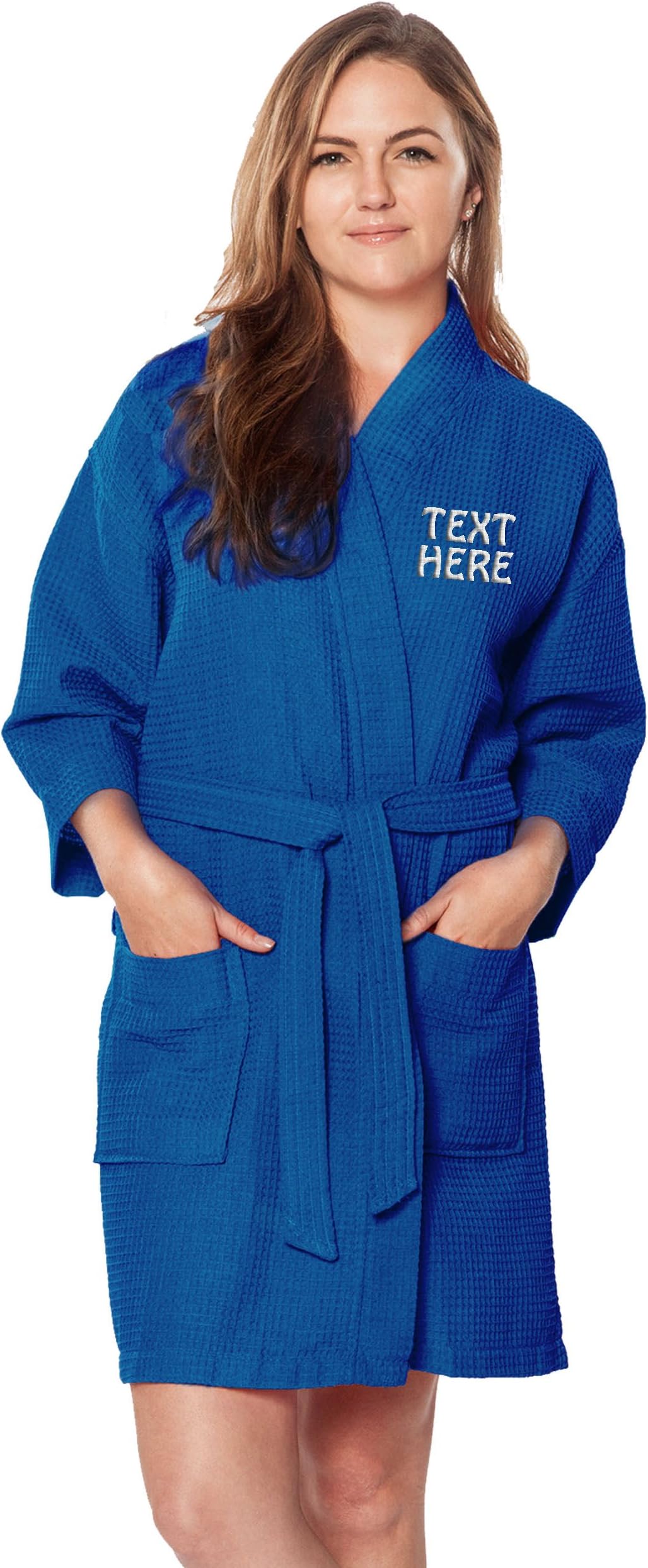 Personalized Embroidered Robes – Custom Waffle Kimono Robe – Monogrammed Bathrobes