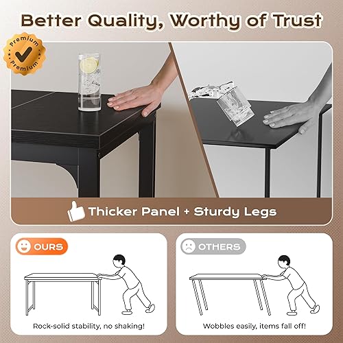 Miniatura 6 de Huuger Escritorio de 63 x 24 pulgadas con tomas de corriente y USB-C, Escritorio más profundo y grueso, Tubos de metal robustos, Escritorio para