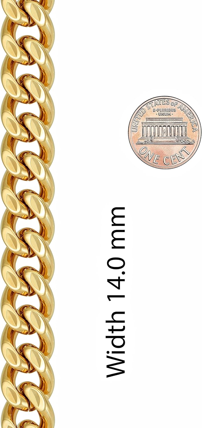 LIFETIME JEWELRY 14mm Diamond Cut Miami Curb Cuban Link Bracelet 24k Gold Plated - Image 6