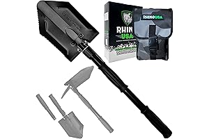 Rhino USA Survival Shovel w/Pick: Ultimate Off-Road, Camping, and Gardening Multitool
