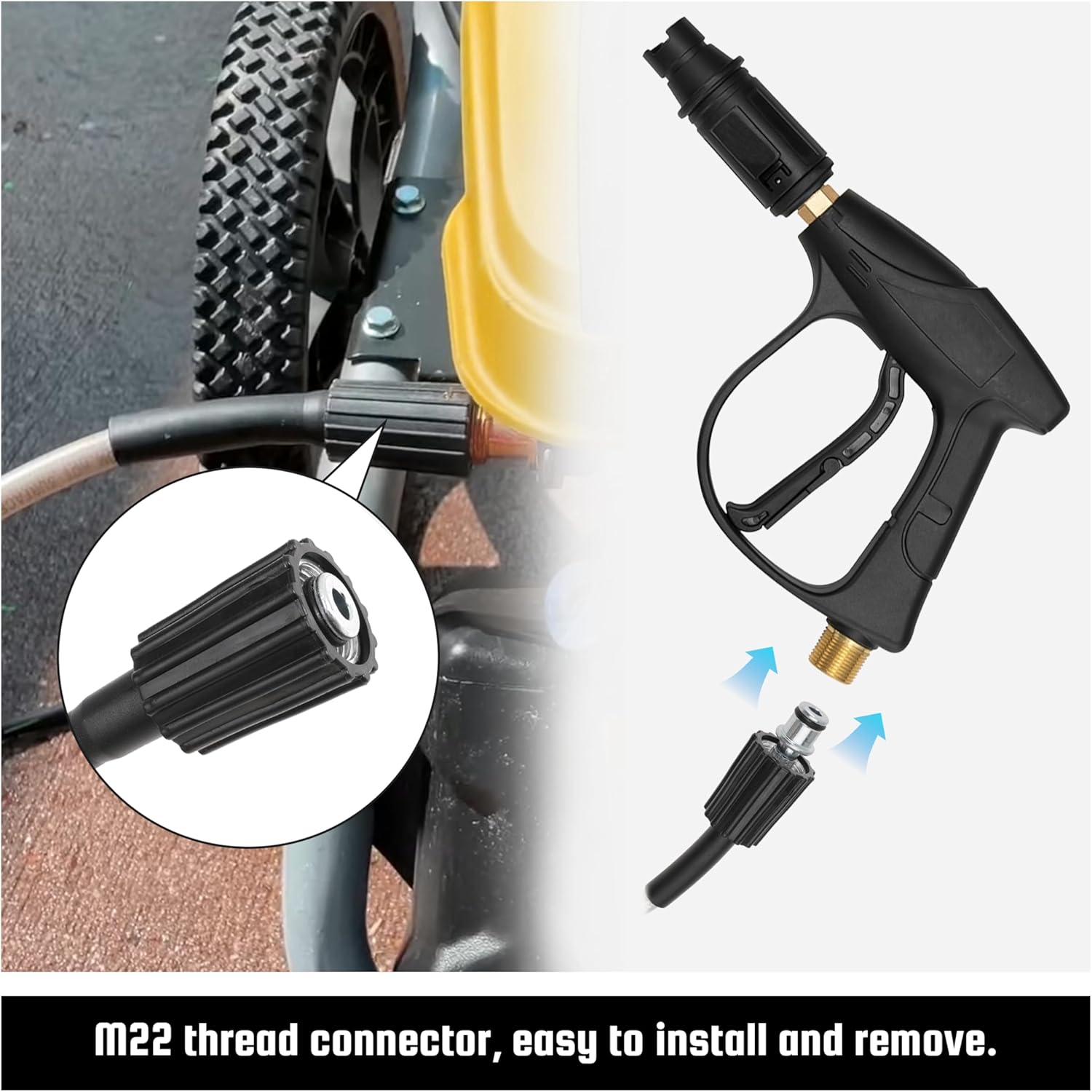 308835074 Pressure Washer Hose Replacement for Ryobi RY141600 RY141612 RY141812G Electric Power Washer, 25FT Pressure Braided Hose (M22-14mm)
