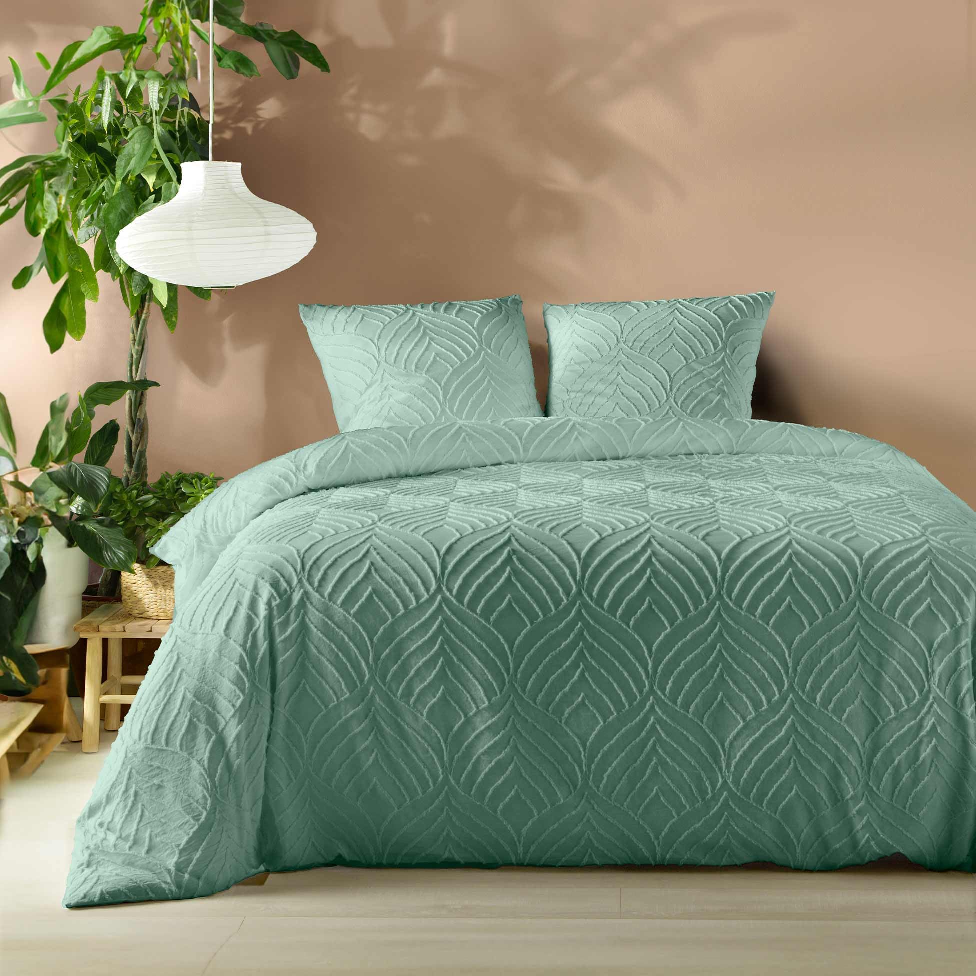 Douceur d'Intérieur, Heltie Sage 3-Piece Bedding Set (260 x 240 cm) Tufted Microfibre