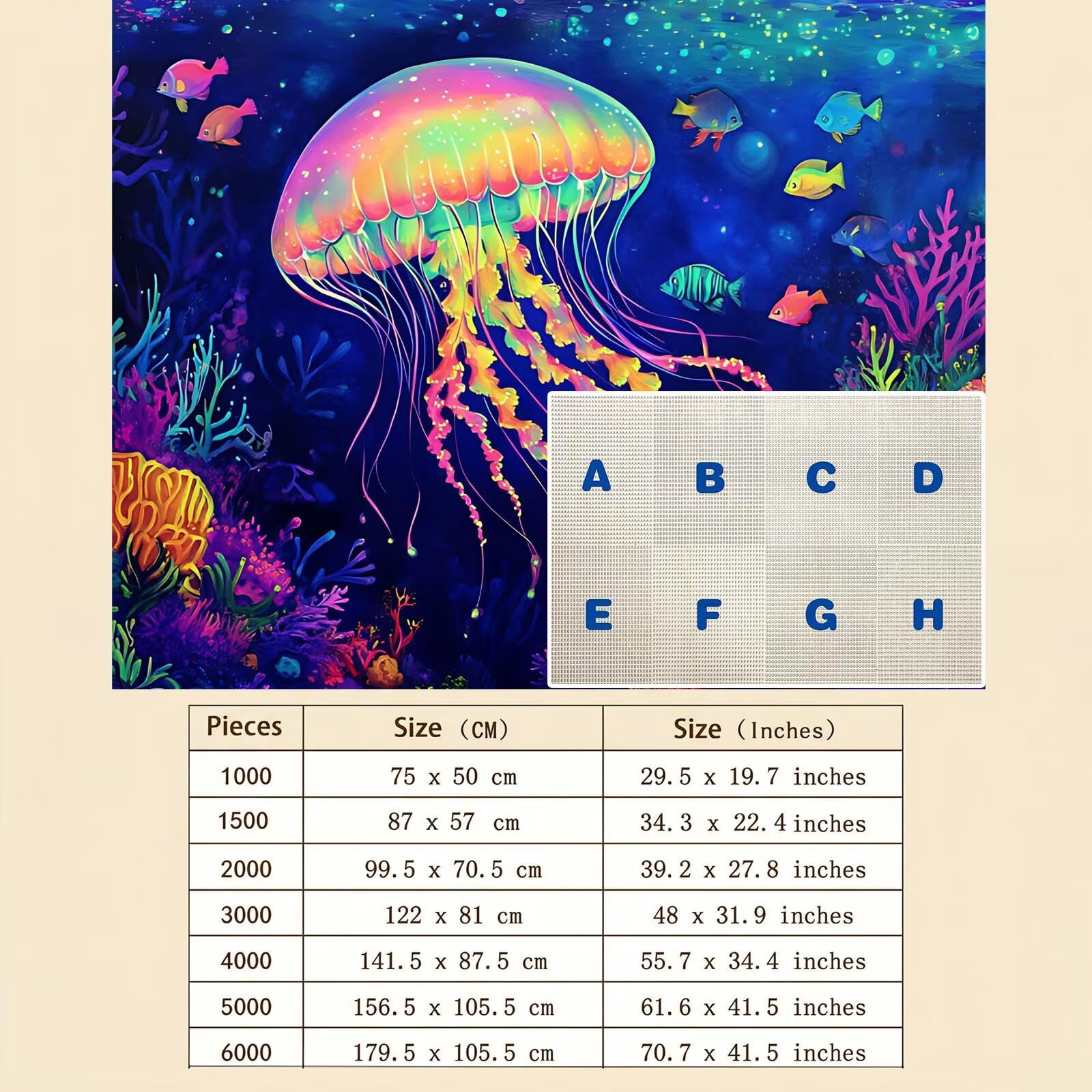 sogno medusa Puzzle 1500 Pezzi per Adulti, Puzzle in Legno - Collezione Classica con Poster Incluso - Sfida di Concentrazione e Passatempo Antistress, Gioco Educativo per Famiglia, 87 x 57 cm f0-778
