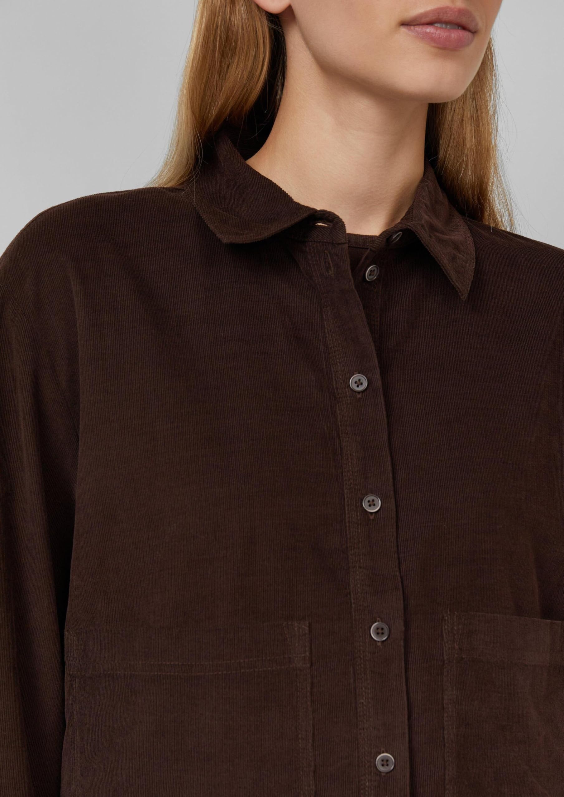 s.Oliver Damen Bluse – Feincord, Relaxed Fit, Hemdkragen