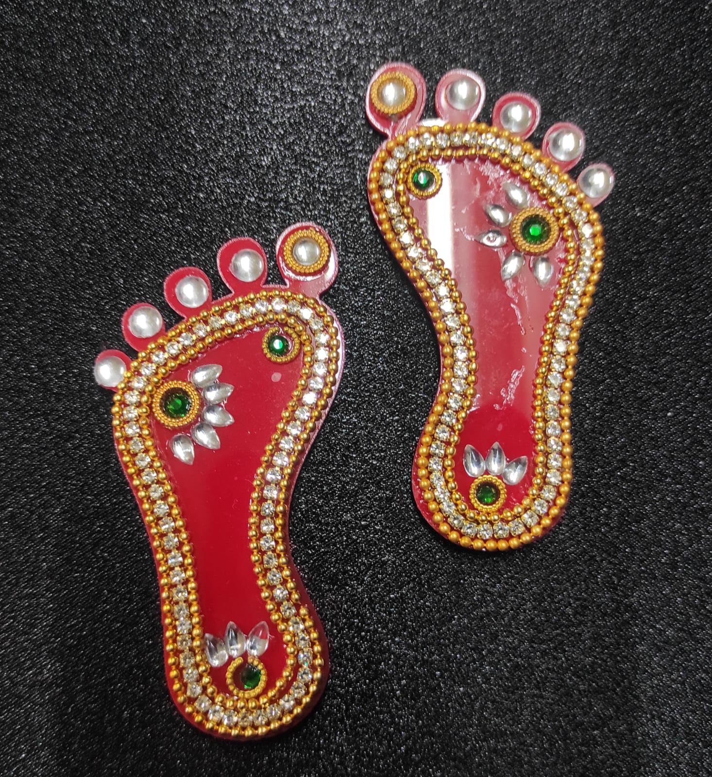 Prisma Collections Set of 2 Acrylic Lakshmi MATA Charan Paduka Sticker Diwali Festival Decoration with Stone Moti Mandir Home Office Floor Festival Pujan Home (Diamond Work) (B0CMB9FS9H) Amazon Price History, Amazon Price Tracker