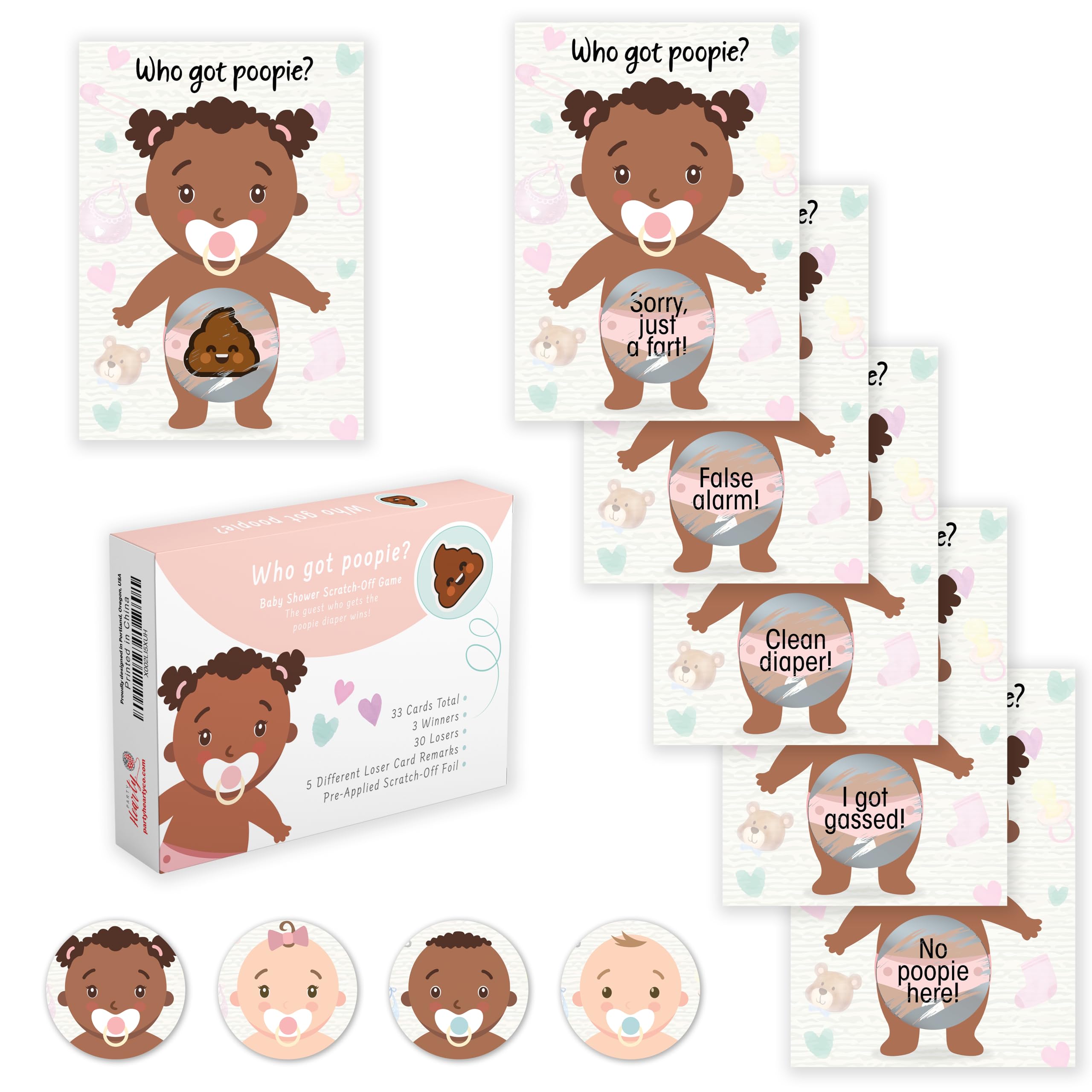 Party Hearty Baby Shower Games for Girl, 33 Poopie Emoji Scratch Off Lottery Tickets, Baby Games Ideas, Scratch Off Game